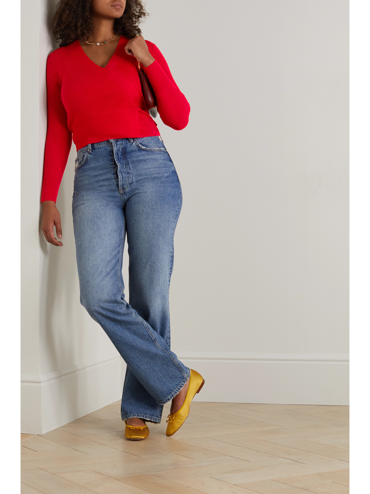 Allude Ribbed Wool Wrap Cardigan In Red