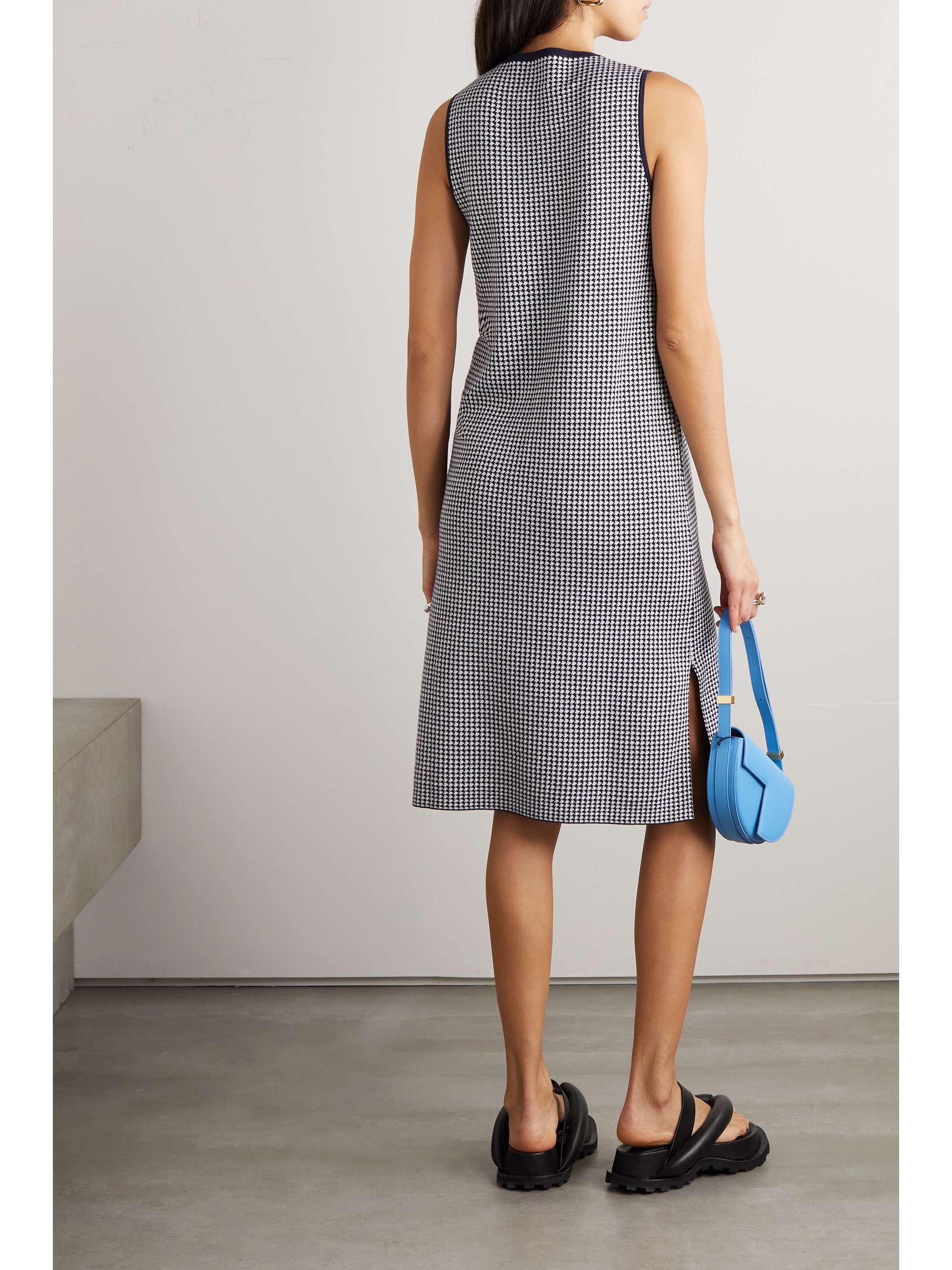 ALLUDE ジャカードニット ワンピース ハウンドトゥース柄