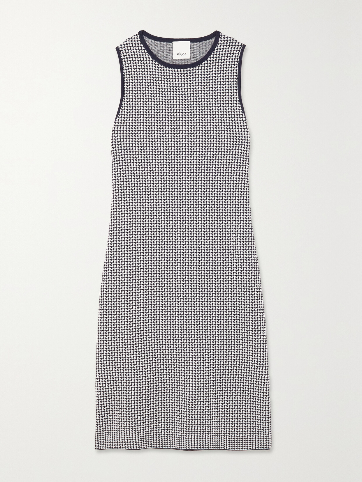 Allude Houndstooth Jacquard-knit Dress In Black