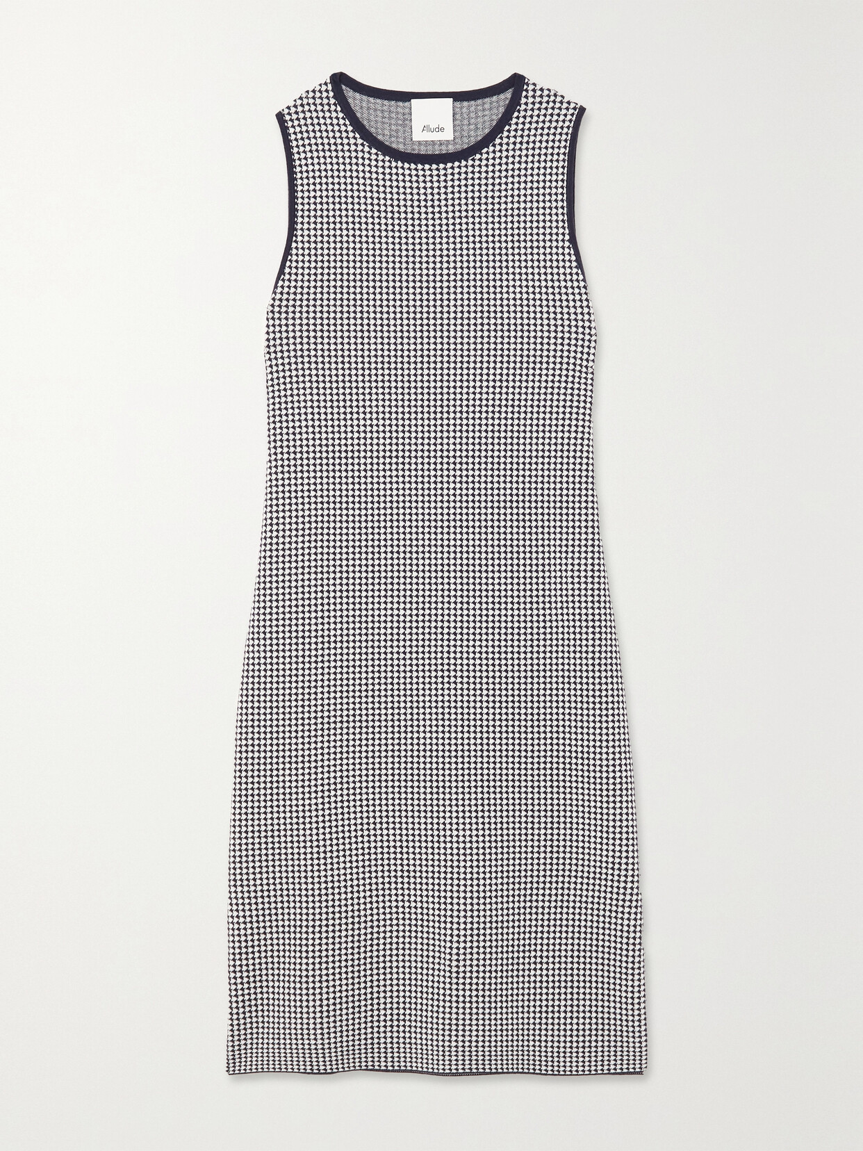 Allude Houndstooth Jacquard-knit Dress In Black