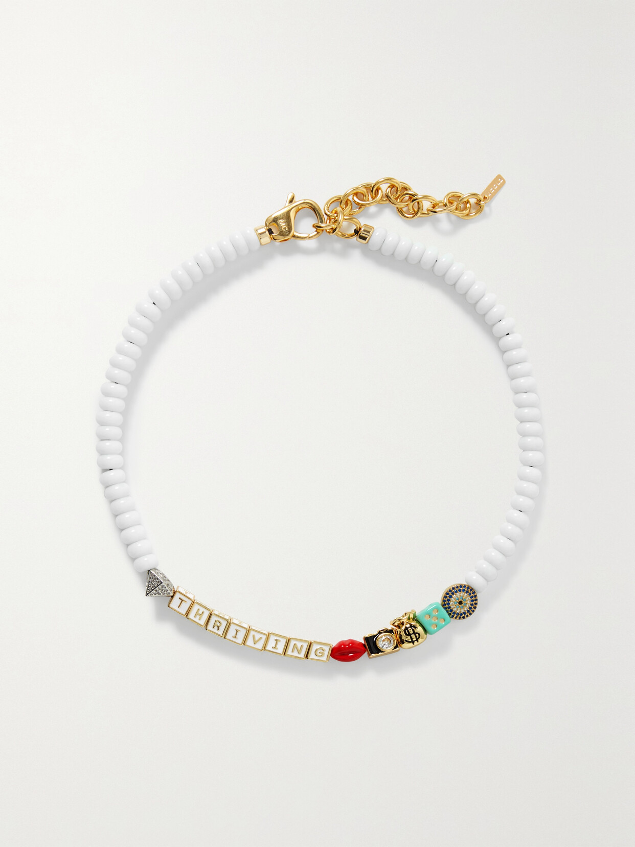 Martha Calvo Thriving Gold-plated, Enamel, Bead And Crystal Necklace In White