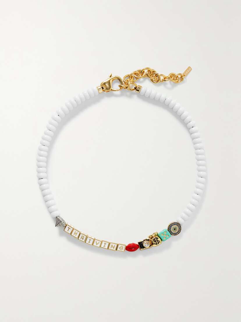 Martha Calvo Thriving Gold-plated, Enamel, Bead And Crystal Necklace