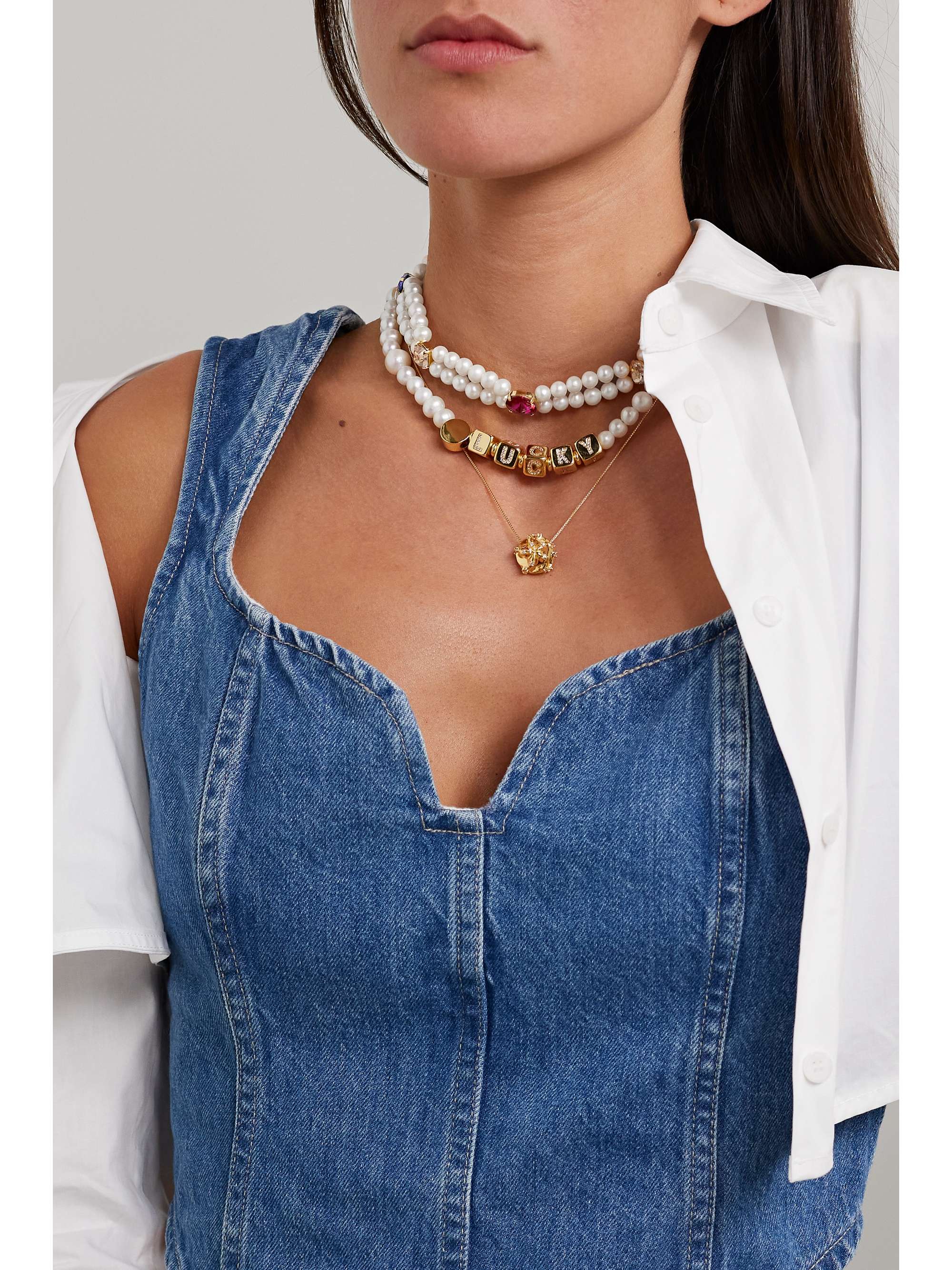 MARTHA CALVO Audrey gold-plated, pearl and crystal necklace