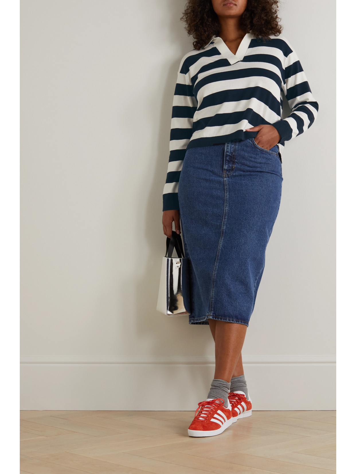 Allude Serafino Striped Cotton And Cashmere-blend Sweater In Blue