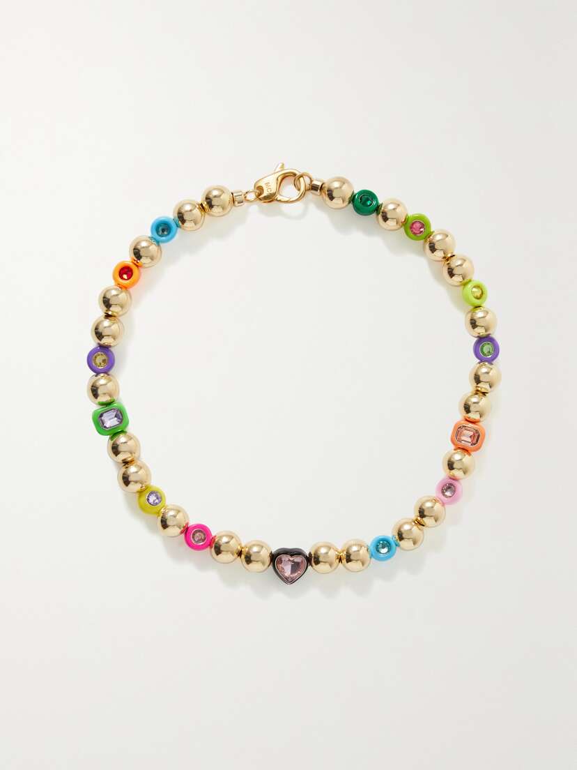Martha Calvo Elton Gold-plated, Enamel And Crystal Necklace