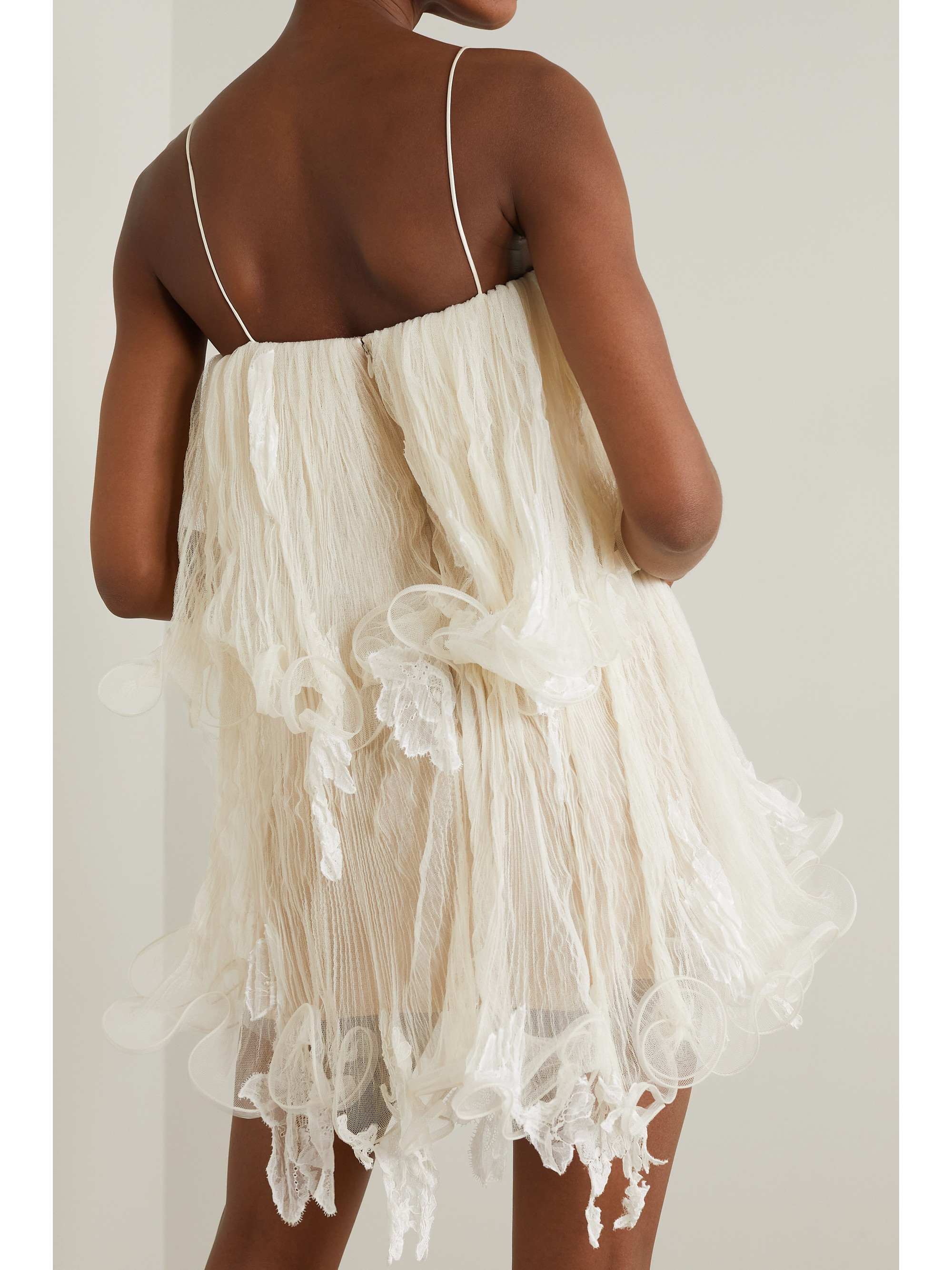 Danielle Frankel Wendell tiered ruffled lace and tulle mini dress thumbnail