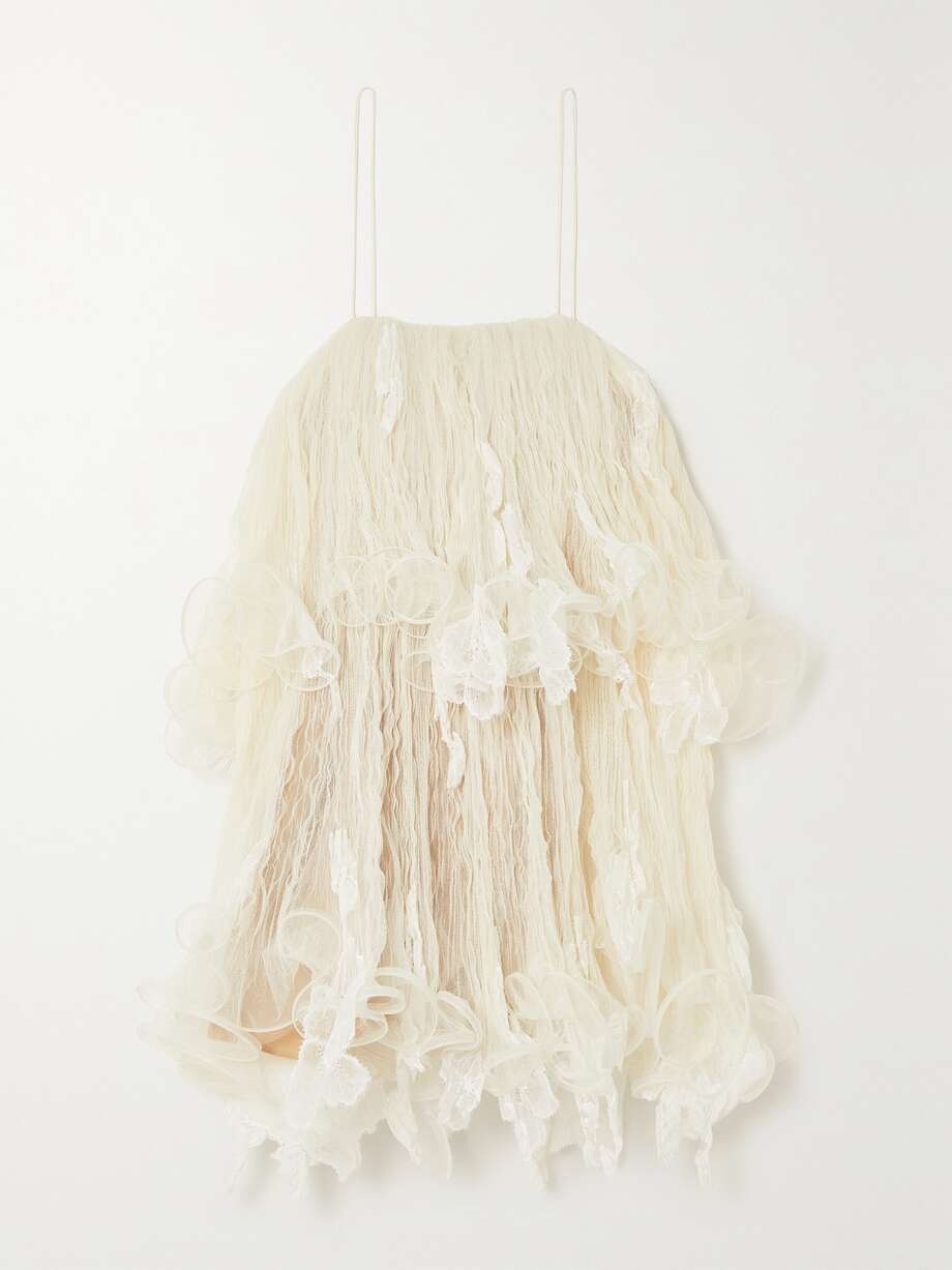 wendell tiered ruffled lace and tulle mini dress
