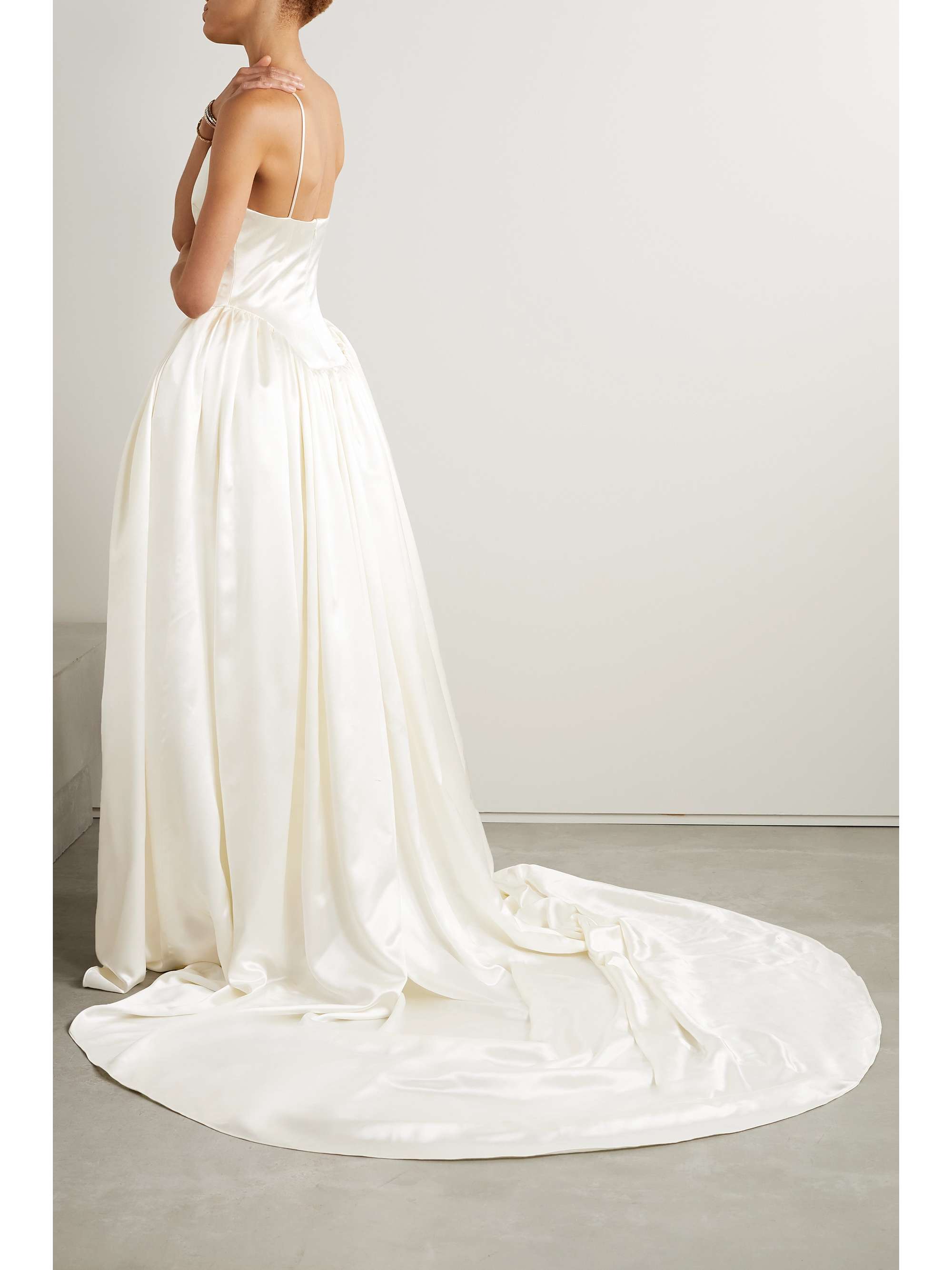 DANIELLE FRANKEL Nina pleated wool and silk-blend satin gown
