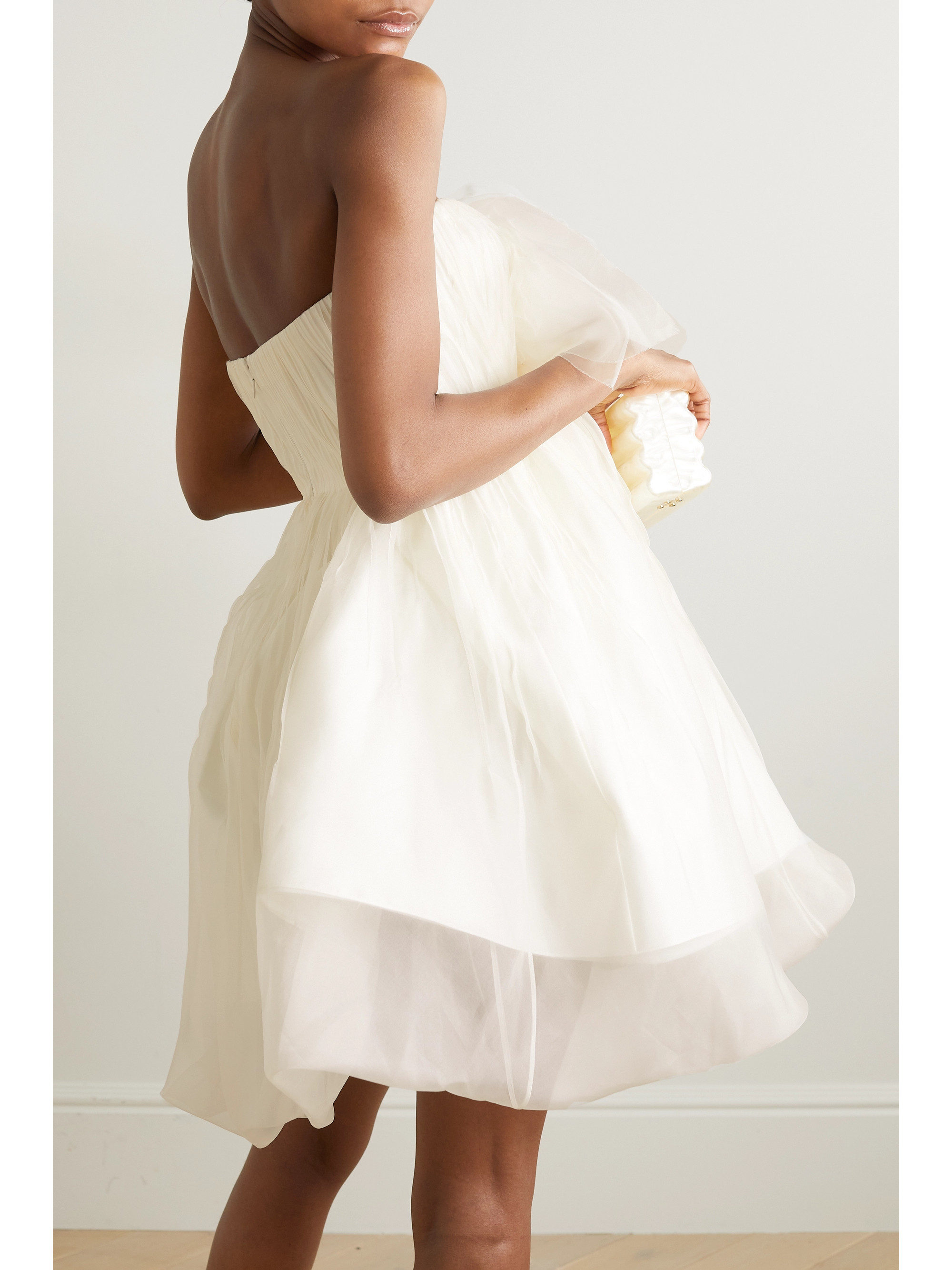 Danielle Frankel Lottie strapless appliquéd silk-organza mini dress thumbnail