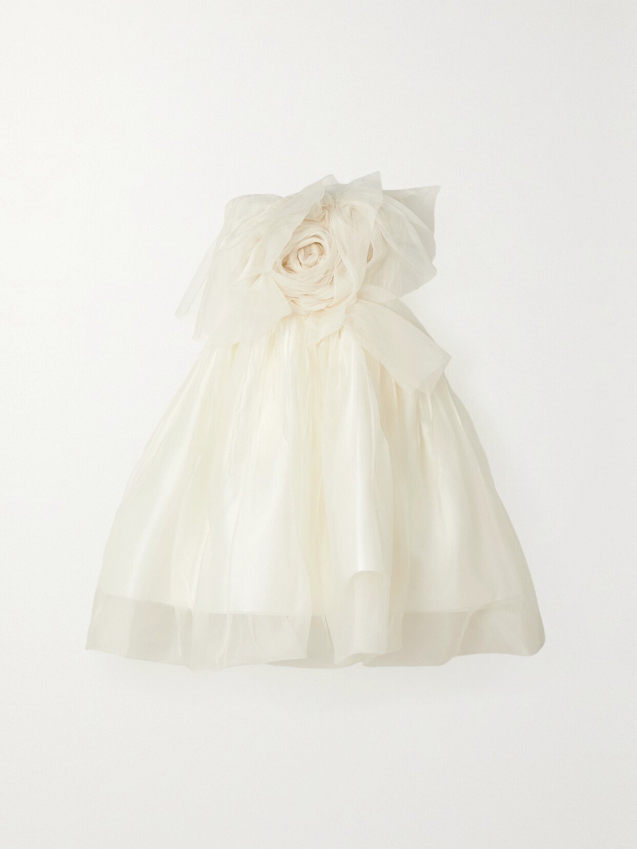 Danielle Frankel - Lottie Strapless Appliquéd Silk-organza Mini Dress - White