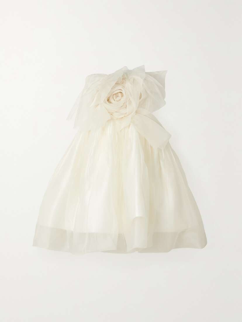 Danielle Frankel Lottie Strapless Appliquéd Silk-organza Mini Dress