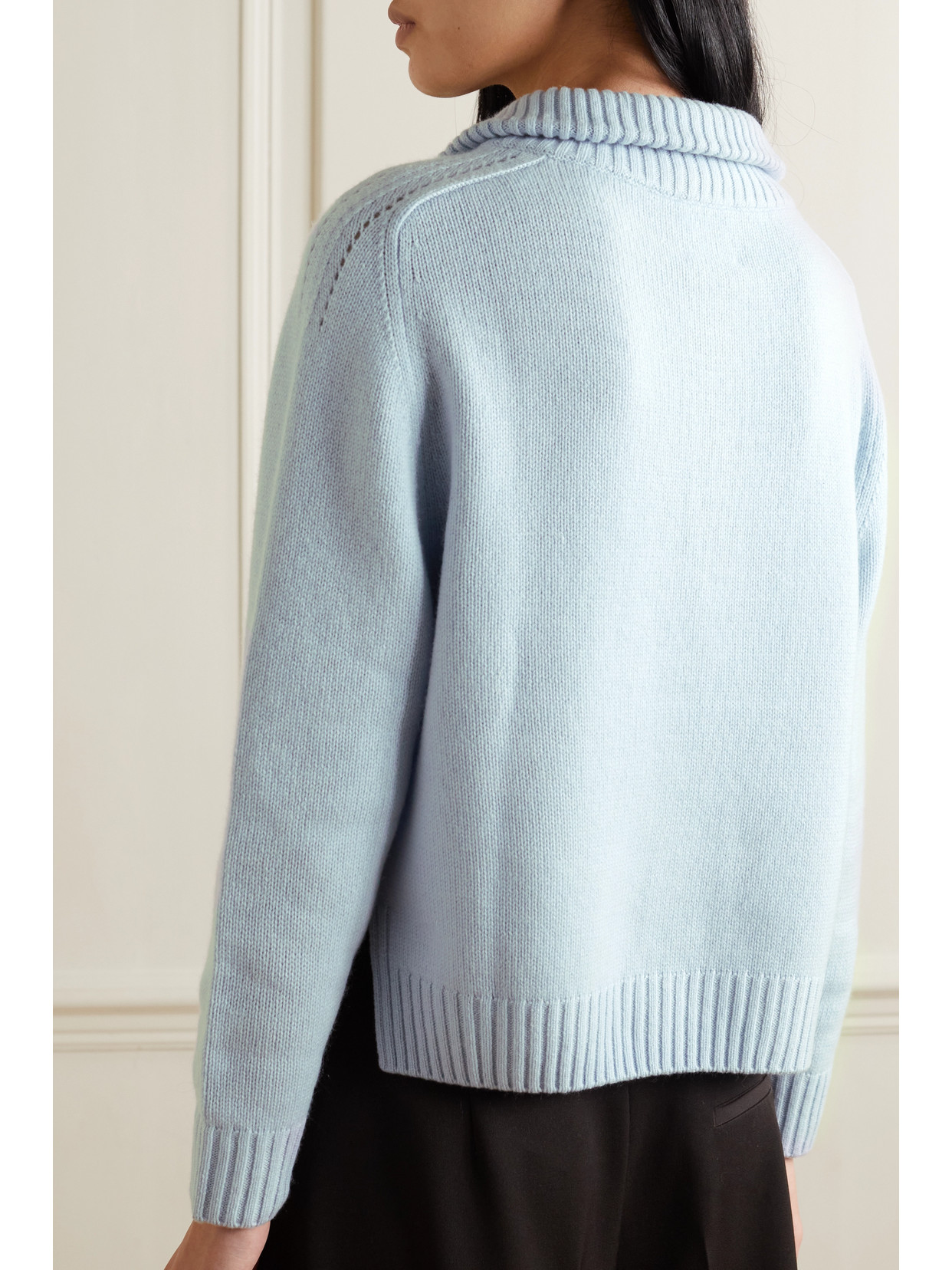 Allude Wool And Cashmere-blend Half-zip Sweater In Blue