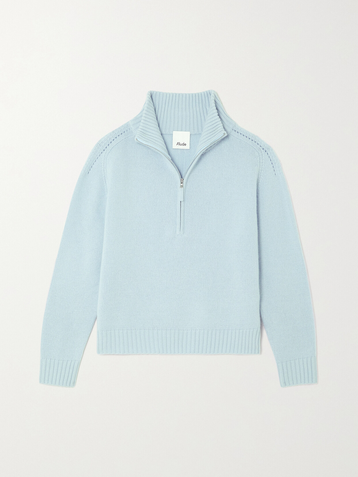 Allude Wool And Cashmere-blend Half-zip Sweater In Blue