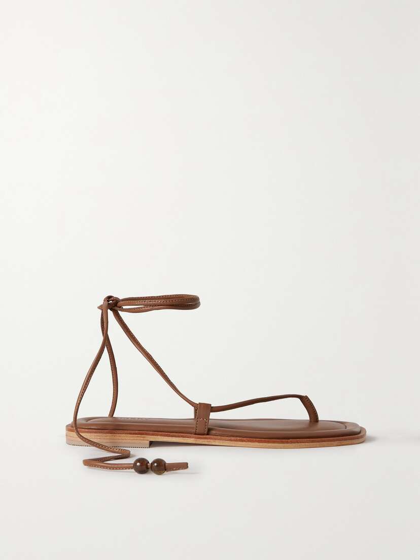A Emery Finch Bead-embellished Leather Sandals
