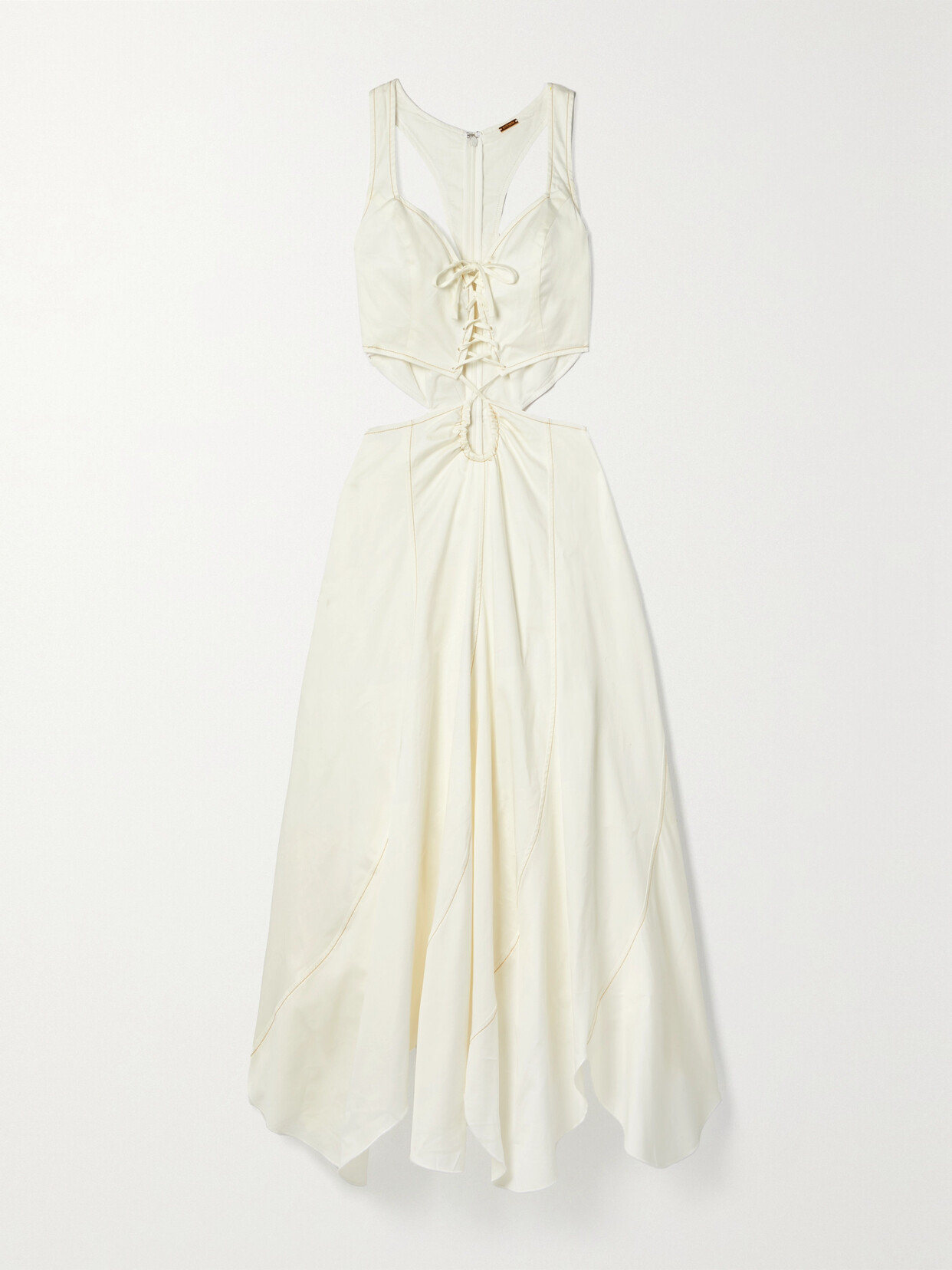Cult Gaia - Calia Lace-up Cutout Cotton-blend Midi Dress - White