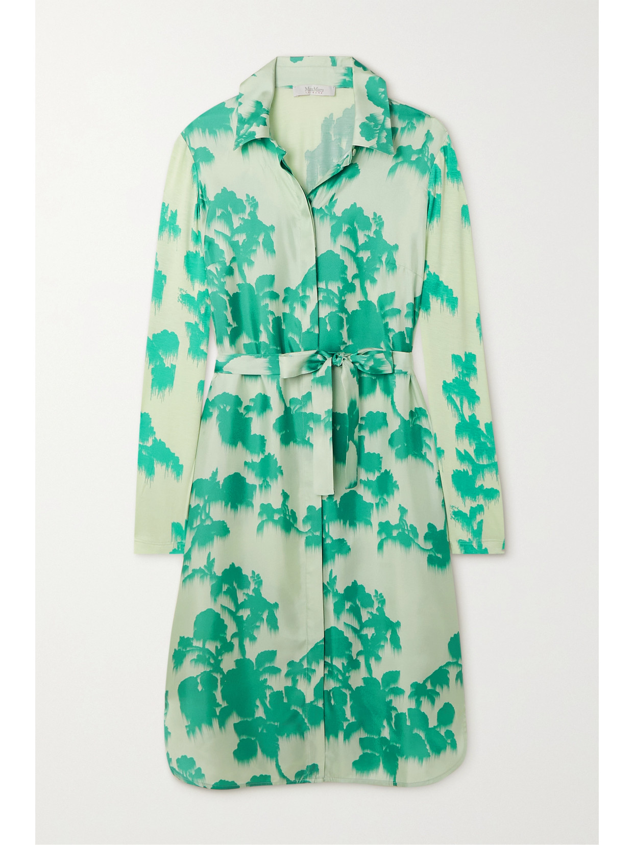 Max Mara - Leisure Nolana Printed Satin-jersey Shirt Dress - Green