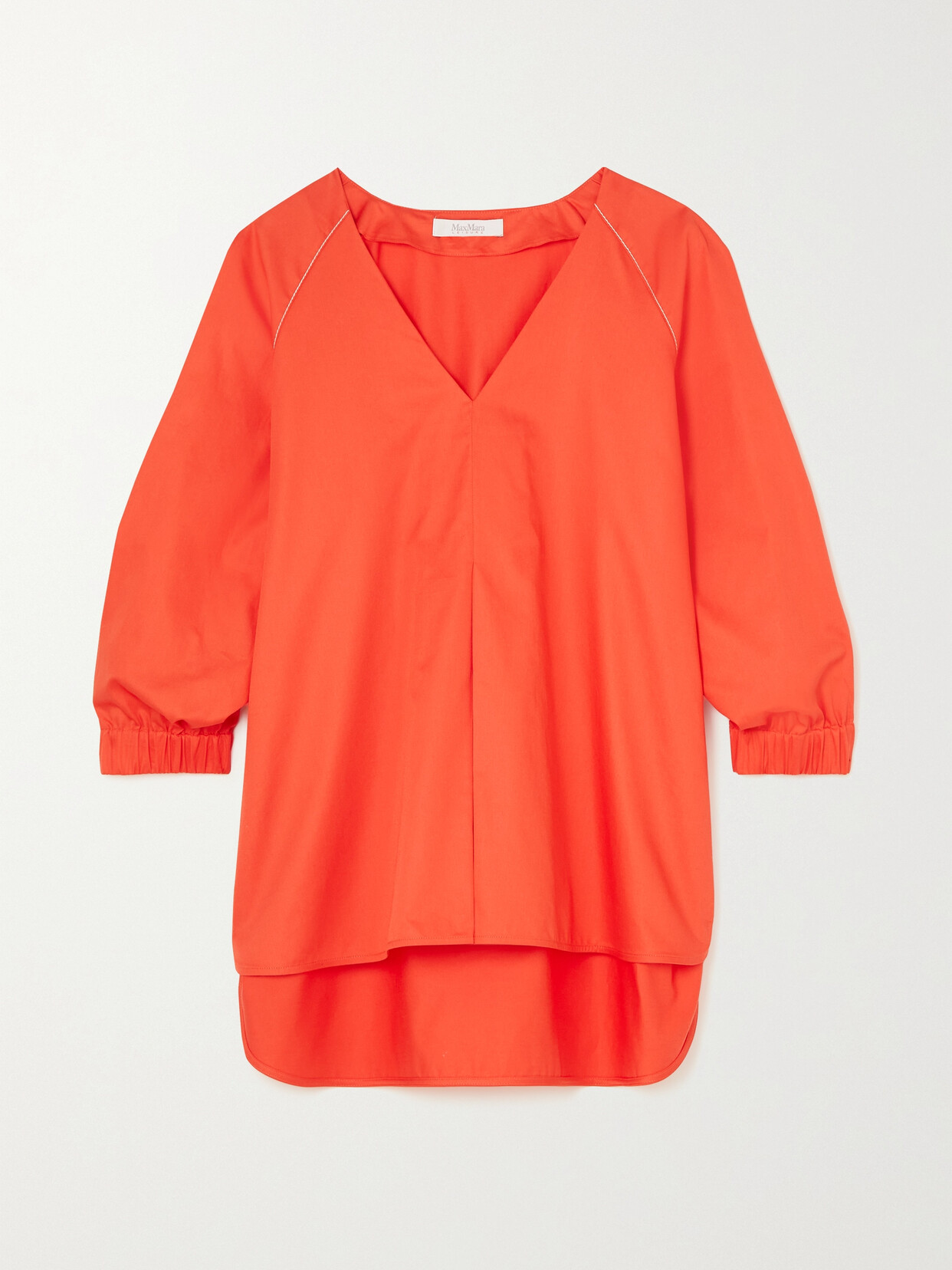 Shop Max Mara Leisure Pordoi Cotton-sateen Blouse In Red