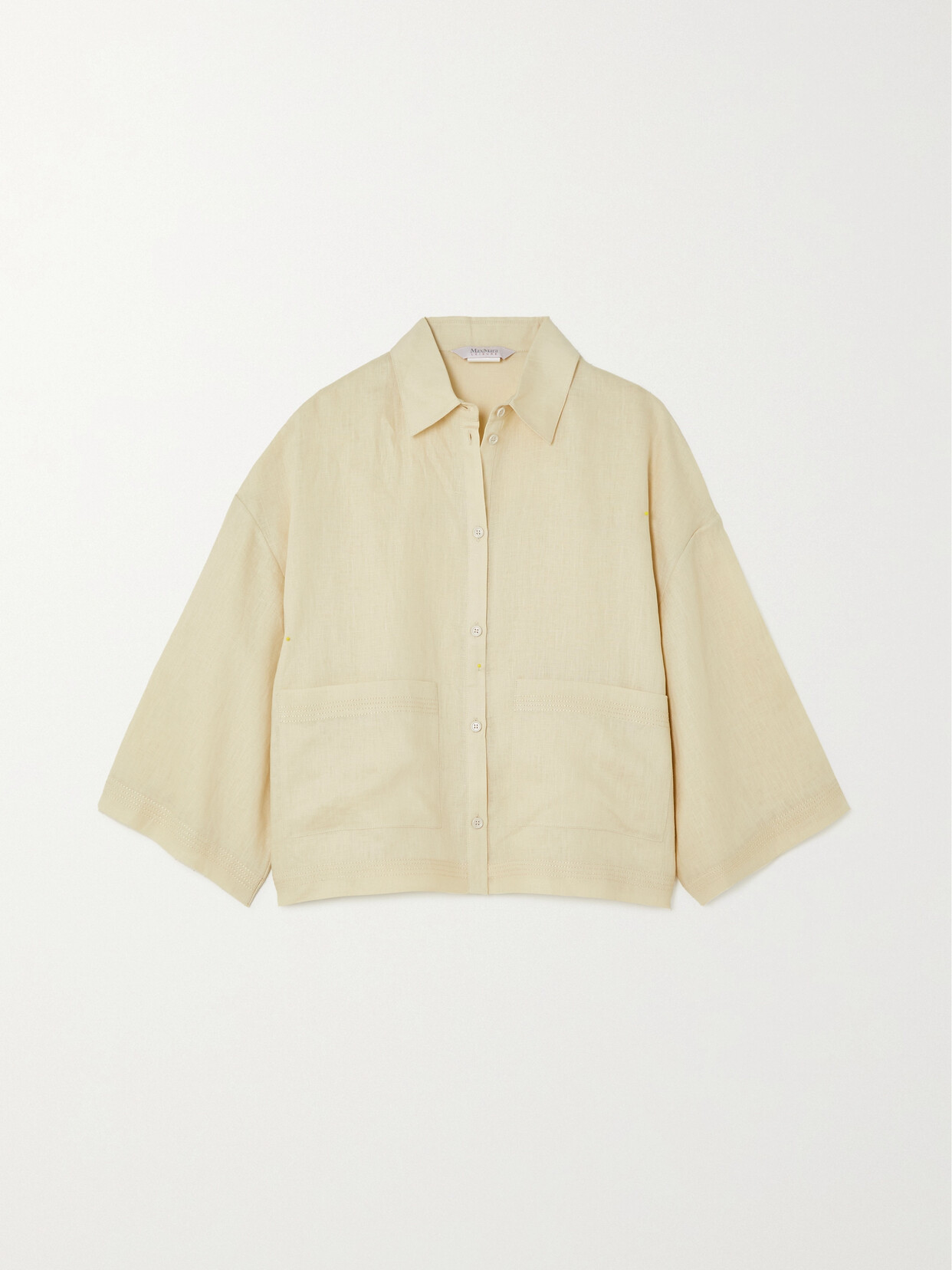 Max Mara Oversized Linen Shirt In Neutrals