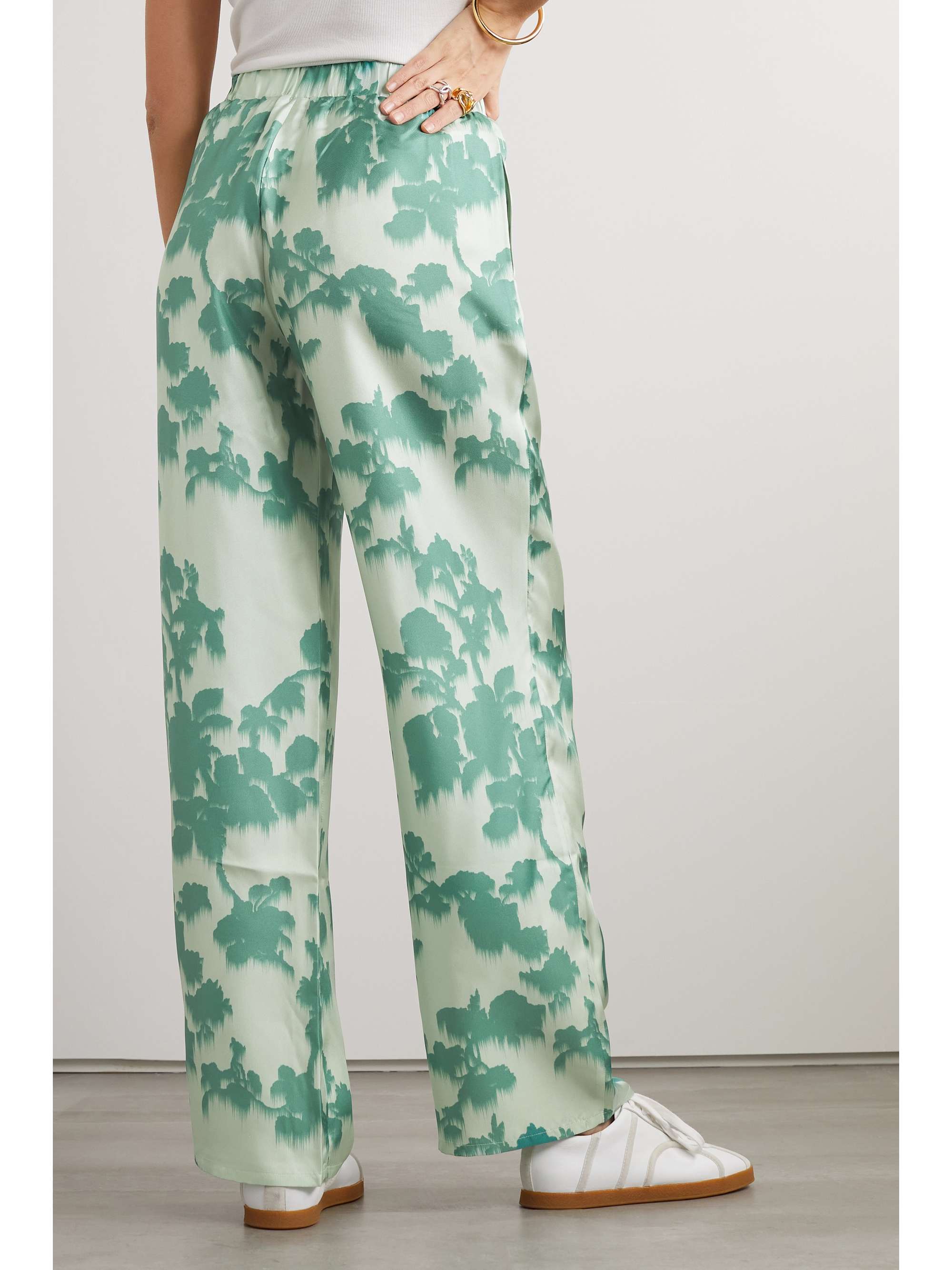 MAX MARA Leisure Tenzone printed silk-satin straight-leg pants