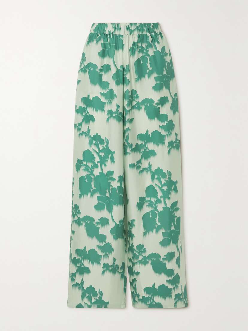 Max Mara Leisure Tenzone Printed Silk-satin Straight-leg Pants - UK 18