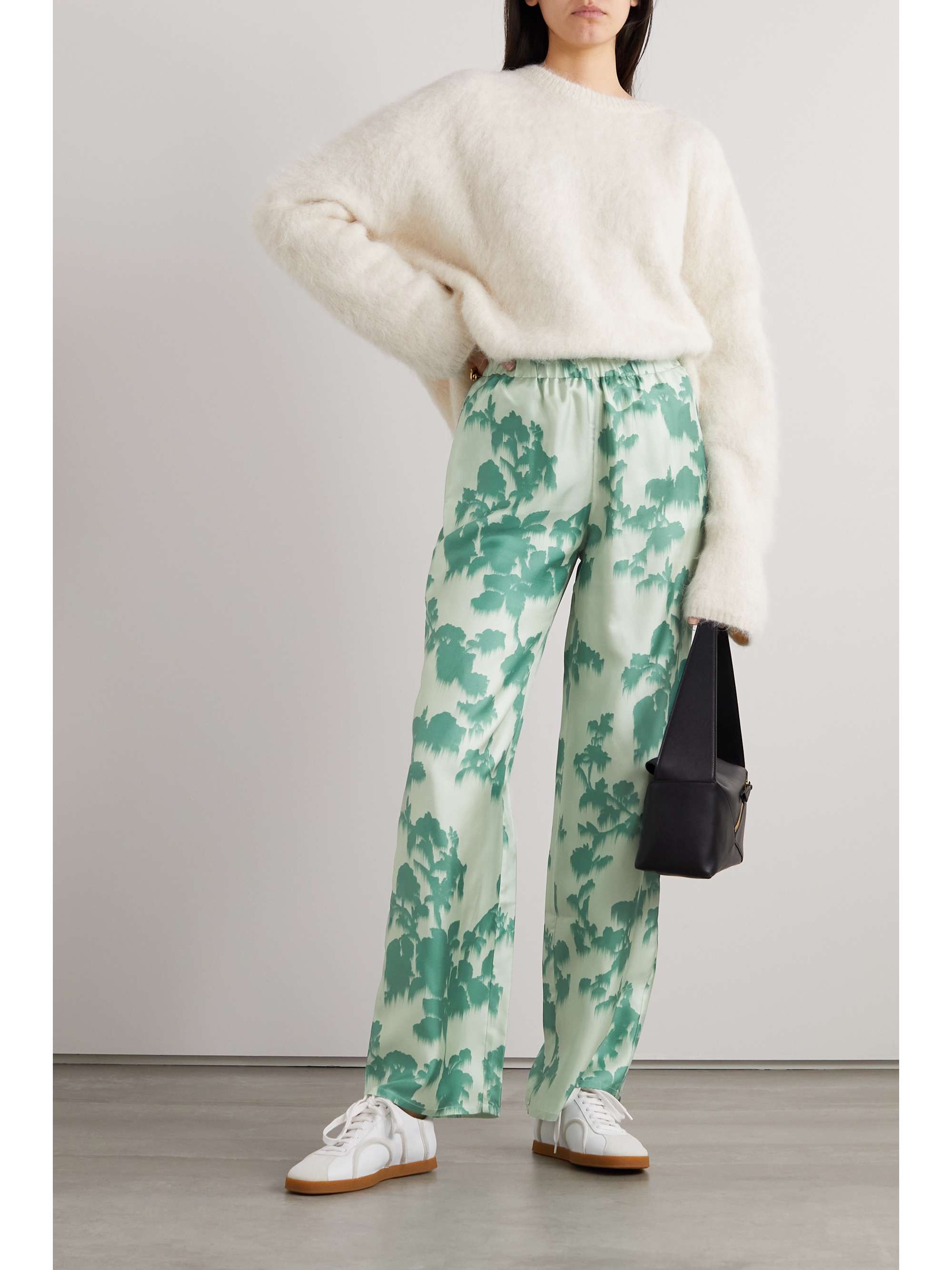 MAX MARA Leisure Tenzone printed silk-satin straight-leg pants