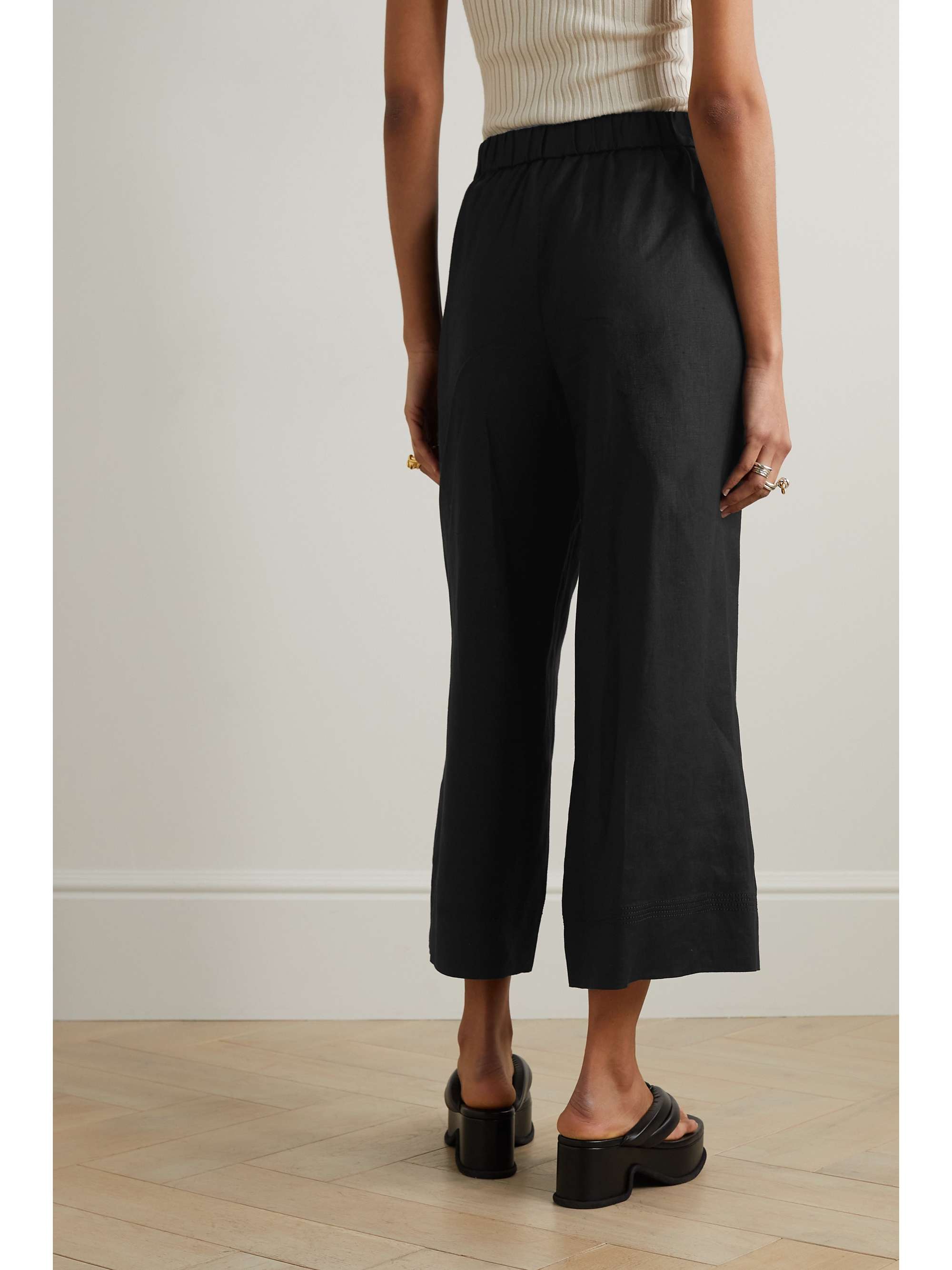 MAX MARA Leisure Edmond cropped linen wide-leg pants