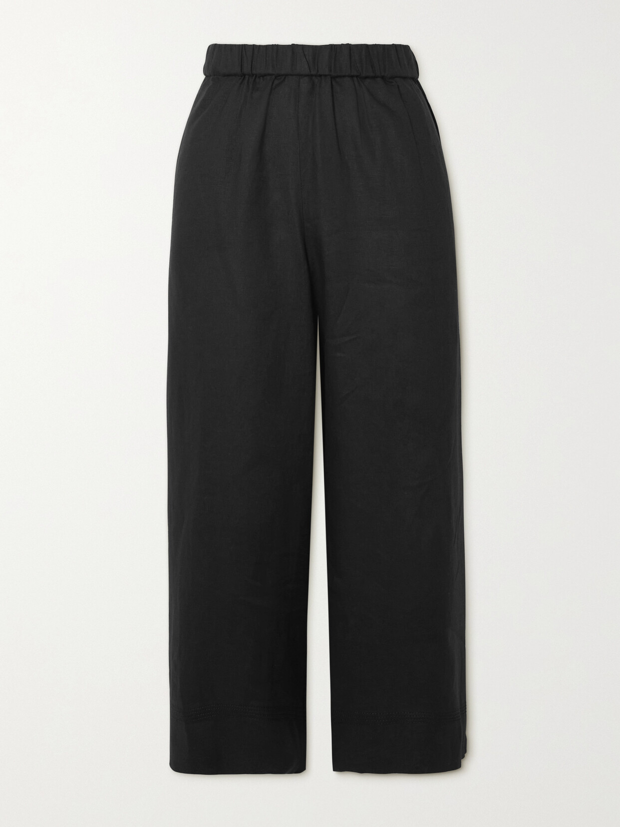 Max Mara Leisure Edmond Cropped Linen Wide-leg Pants In Black