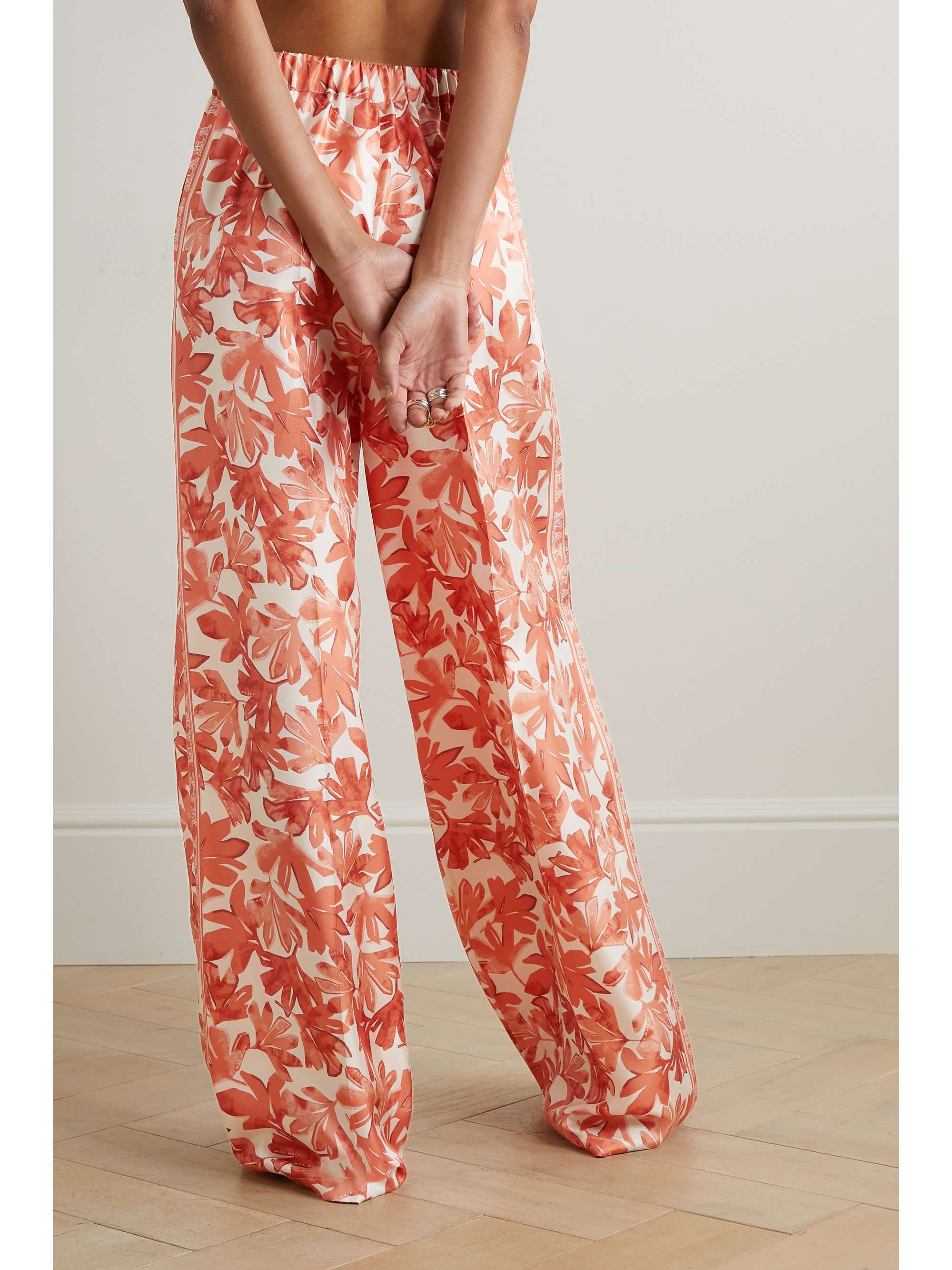 MAX MARA Floral-print silk wide-leg pants