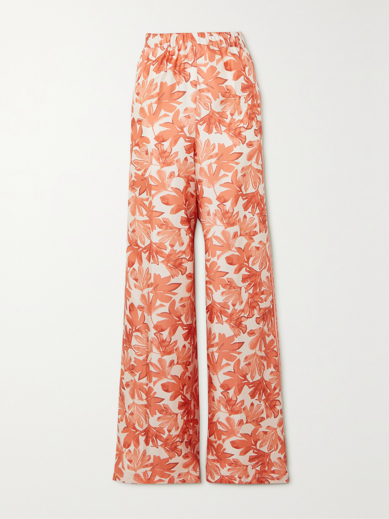 Max Mara - Floral-print Silk Wide-leg Pants - Orange