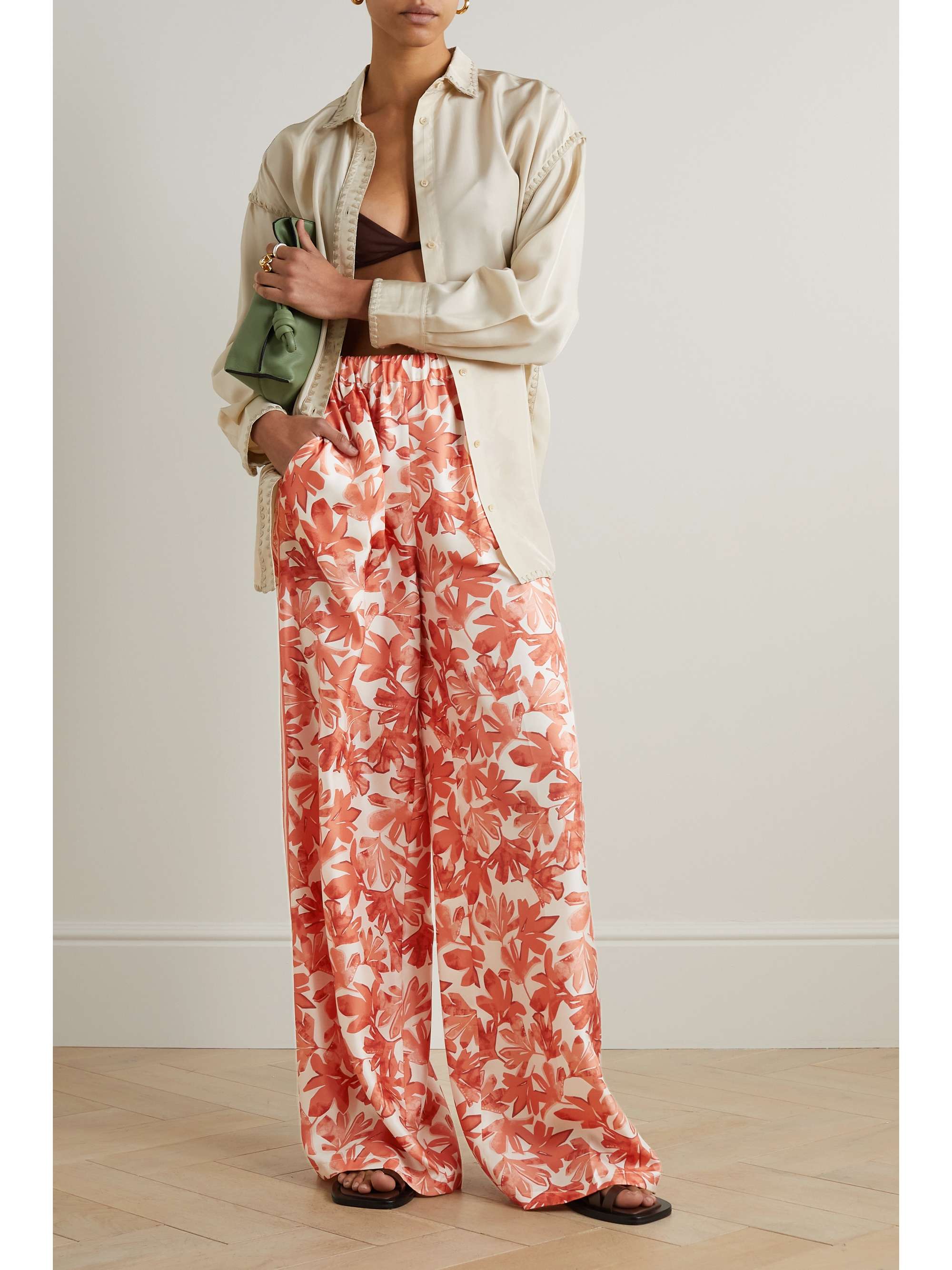 MAX MARA Floral-print silk wide-leg pants