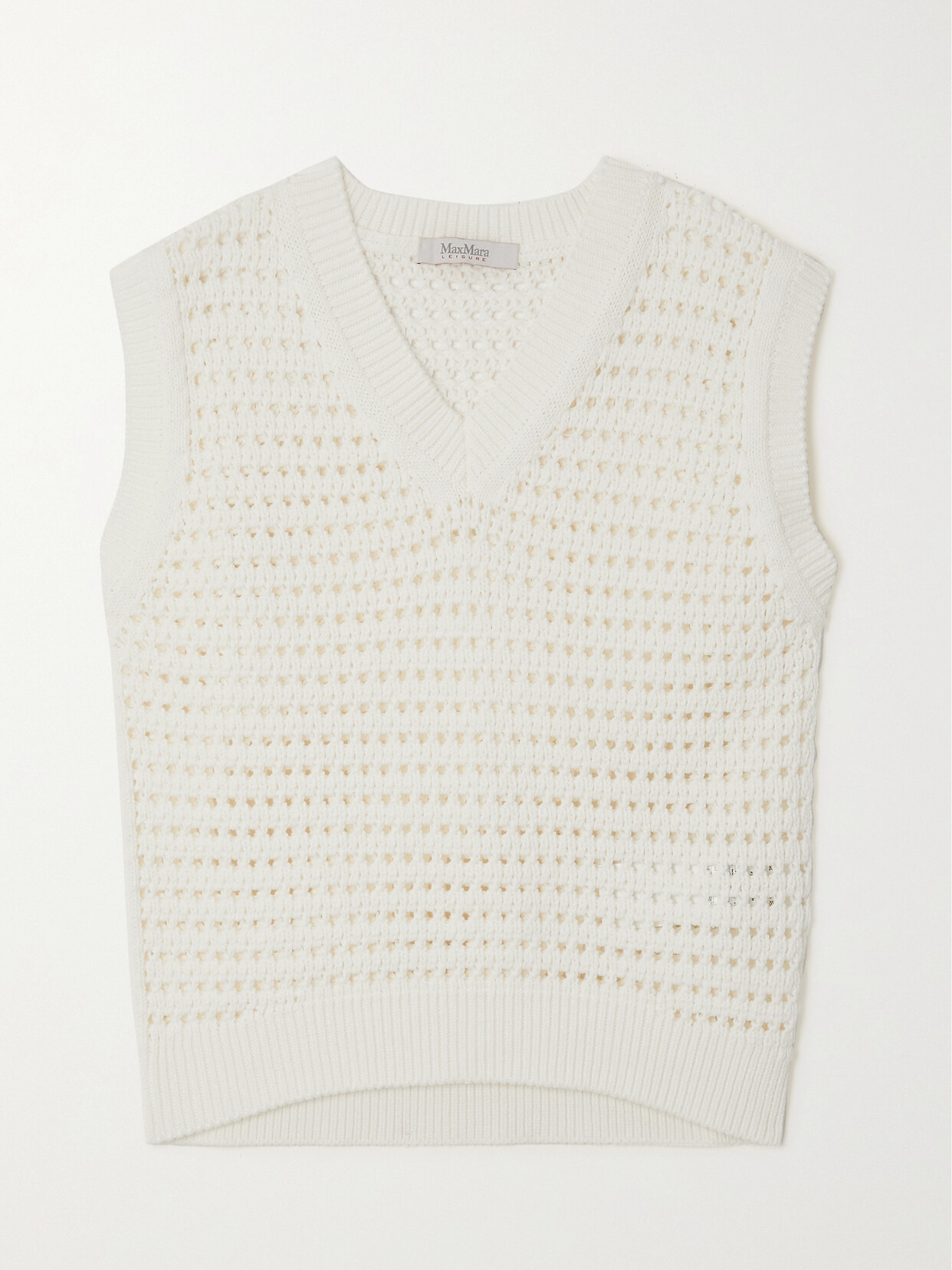 Shop Max Mara Leisure Palco Crocheted Cotton-blend Sweater In White