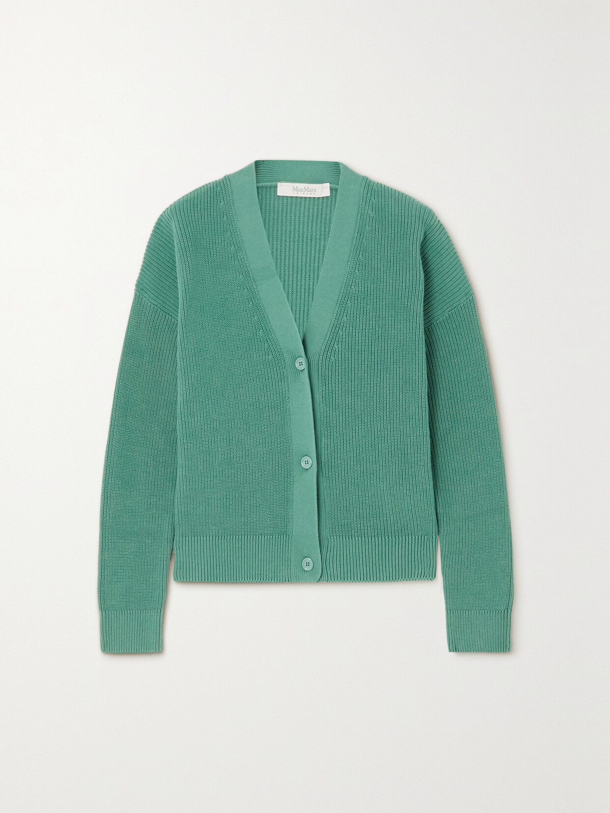 Max Mara - Leisure Arancio Ribbed Cotton-blend Cardigan - Green