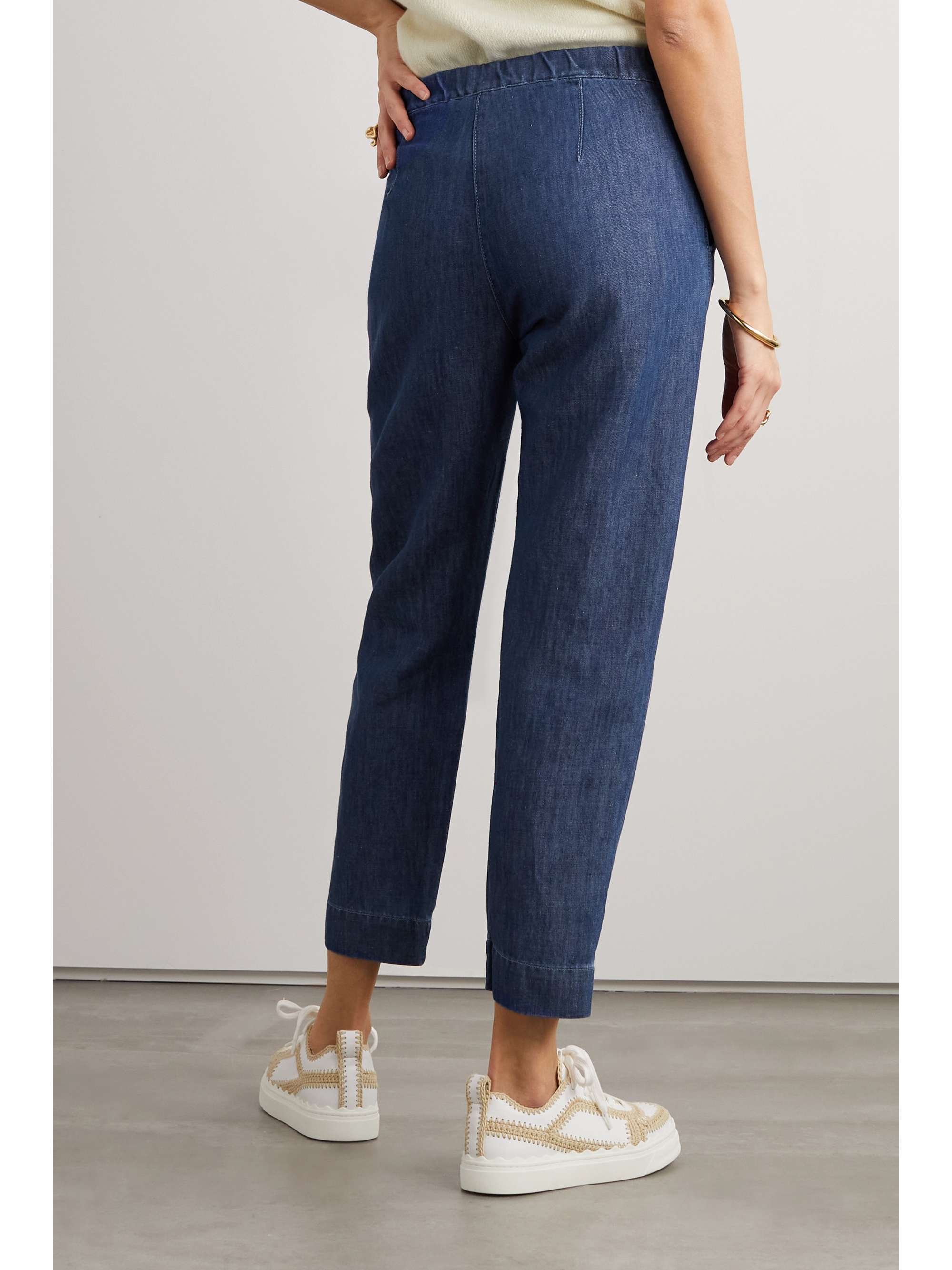 MAX MARA Leisure Pool cotton and linen-blend chambray tapered pants