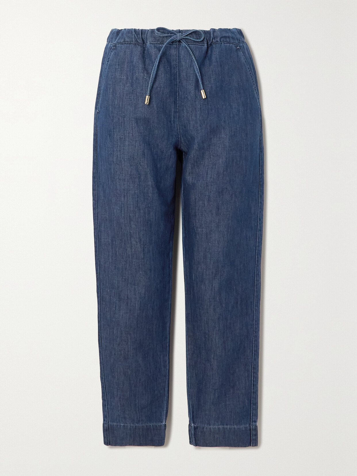 Max Mara - Leisure Pool Cotton And Linen-blend Chambray Tapered Pants - Blue