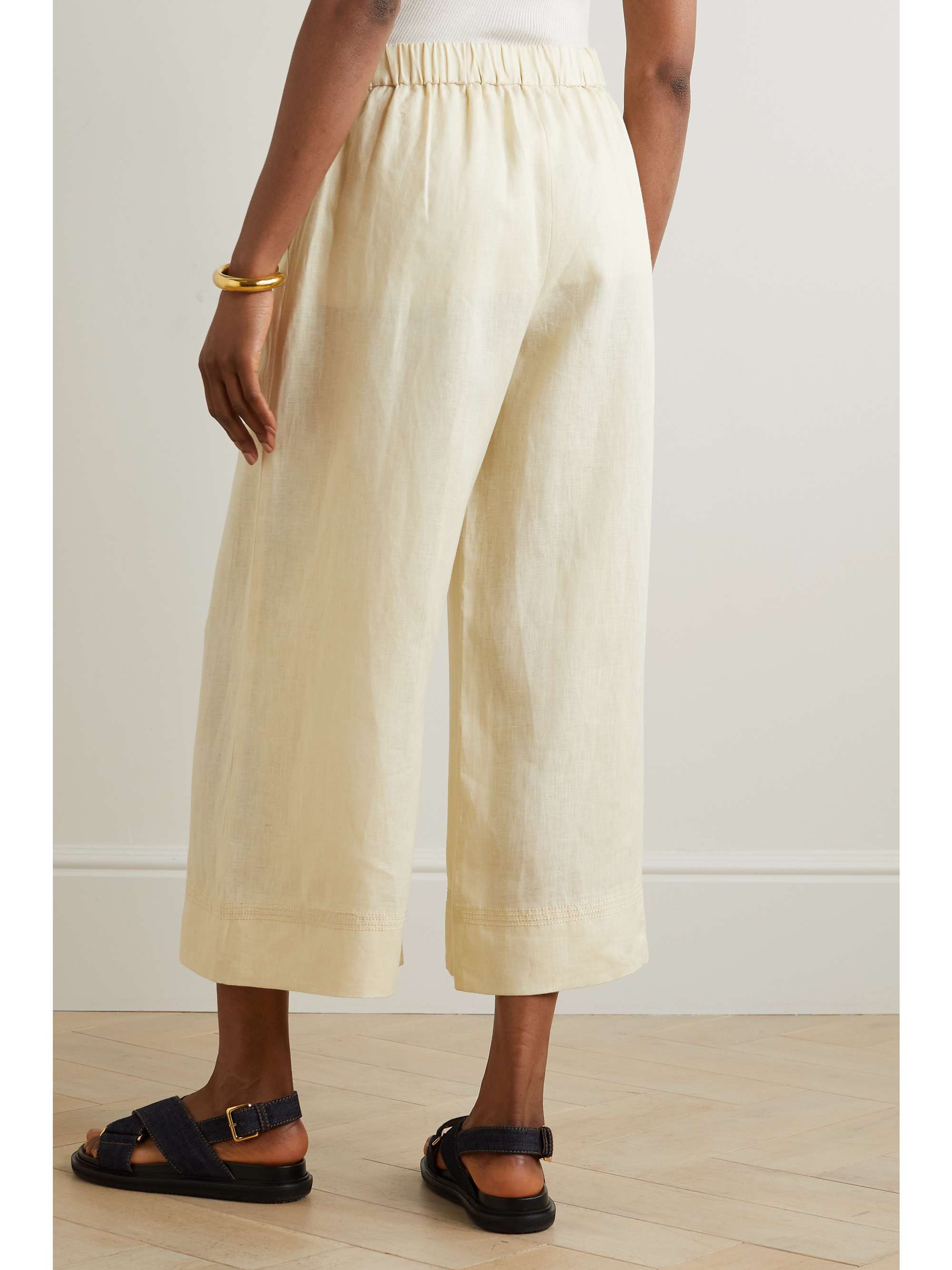 MAX MARA Leisure Edmond cropped linen wide-leg pants