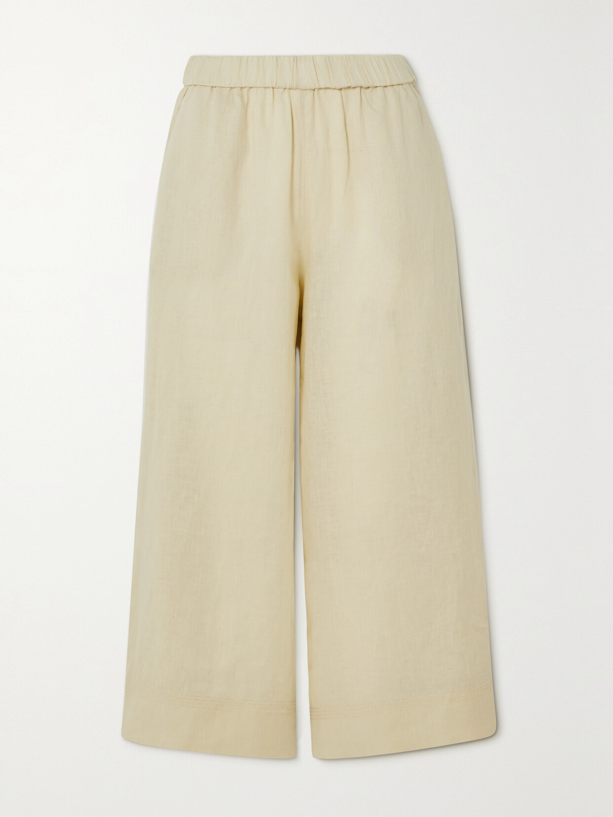 Shop Max Mara Leisure Edmond Cropped Linen Wide-leg Pants In Neutrals