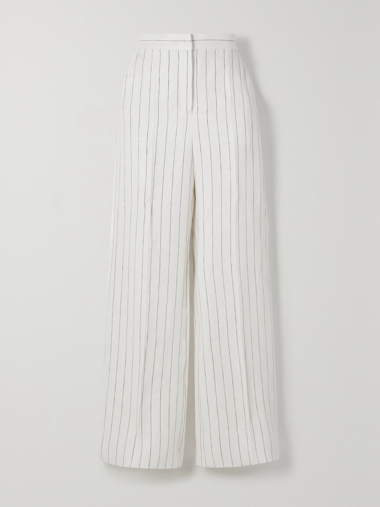 Max Mara - Popoli Pinstriped Linen Wide-leg Pants - White