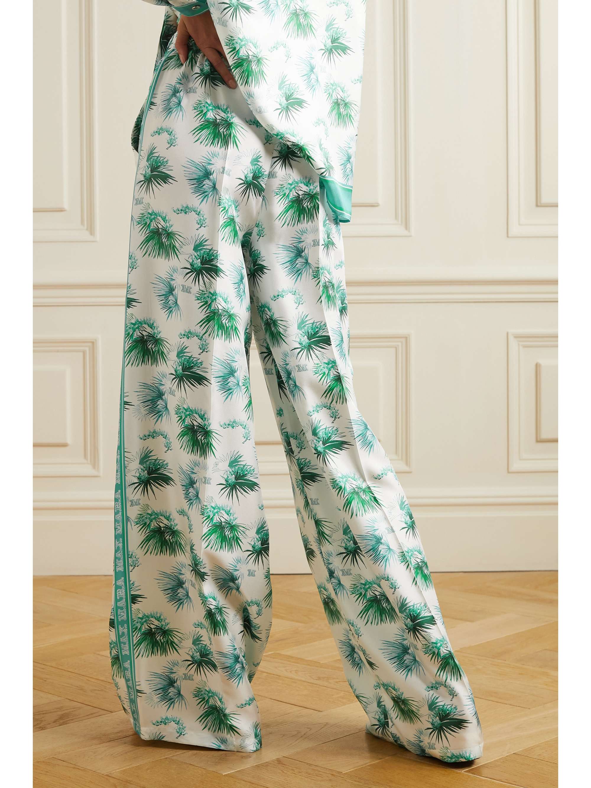 MAX MARA Floral-print silk wide-leg pants