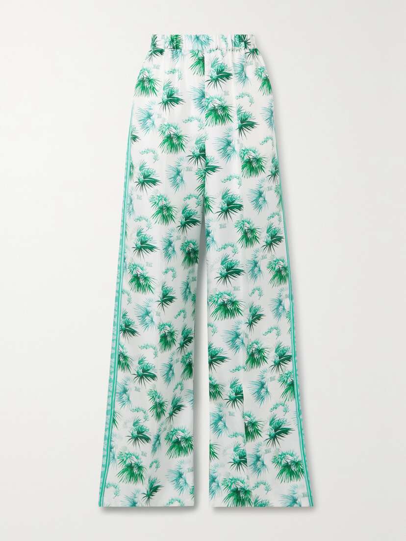 Max Mara Printed Pleated Silk-twill Wide-leg Pants