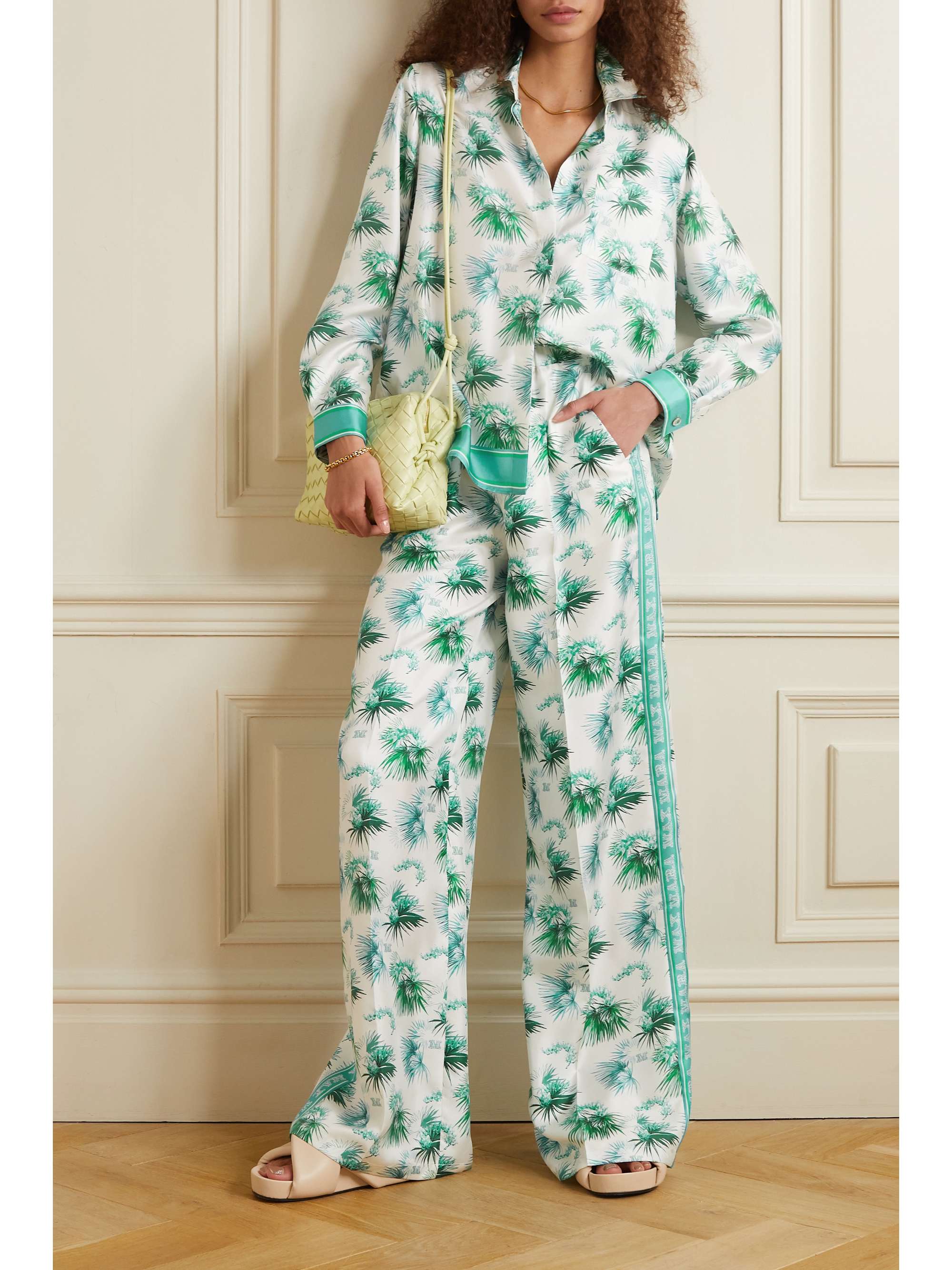 MAX MARA Floral-print silk wide-leg pants