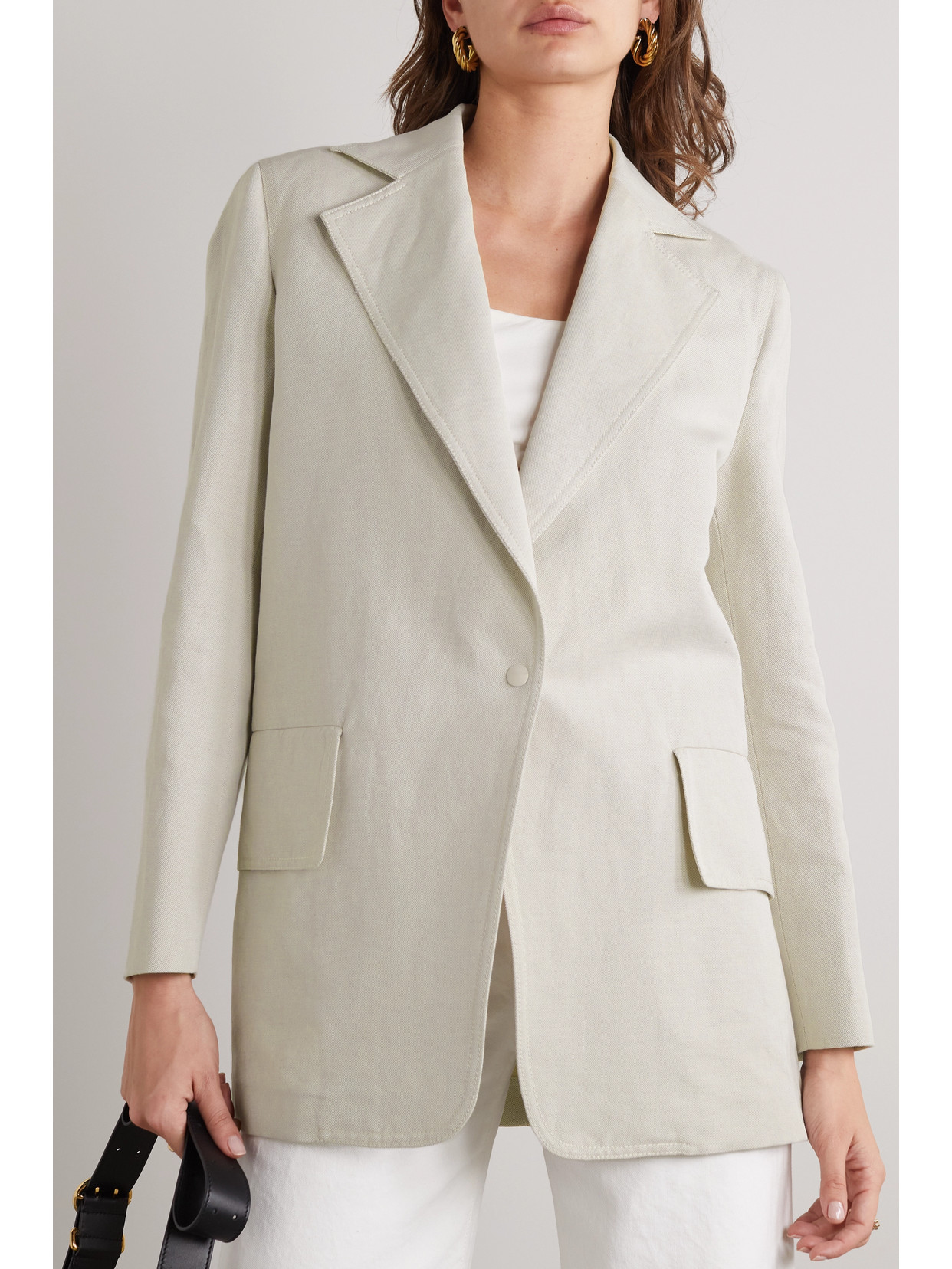 Max Mara Mosa Cotton And Linen-blend Blazer In Neutrals