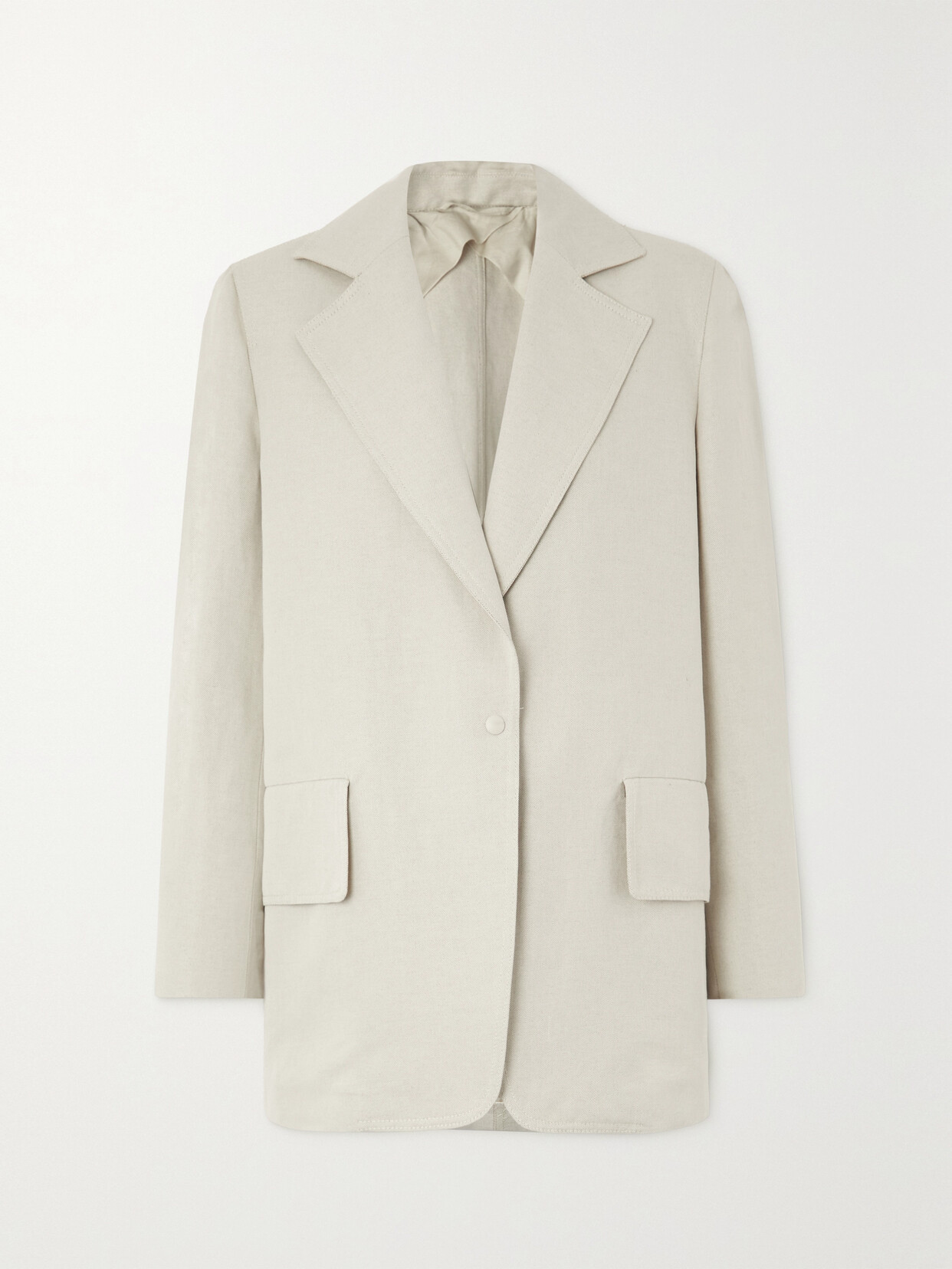 Shop Max Mara Mosa Cotton And Linen-blend Blazer In Neutrals