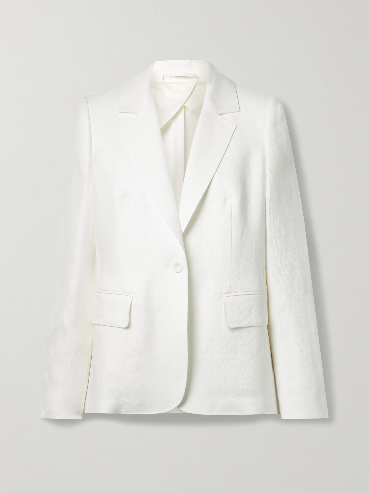 Shop Max Mara Linen-twill Blazer In Ecru