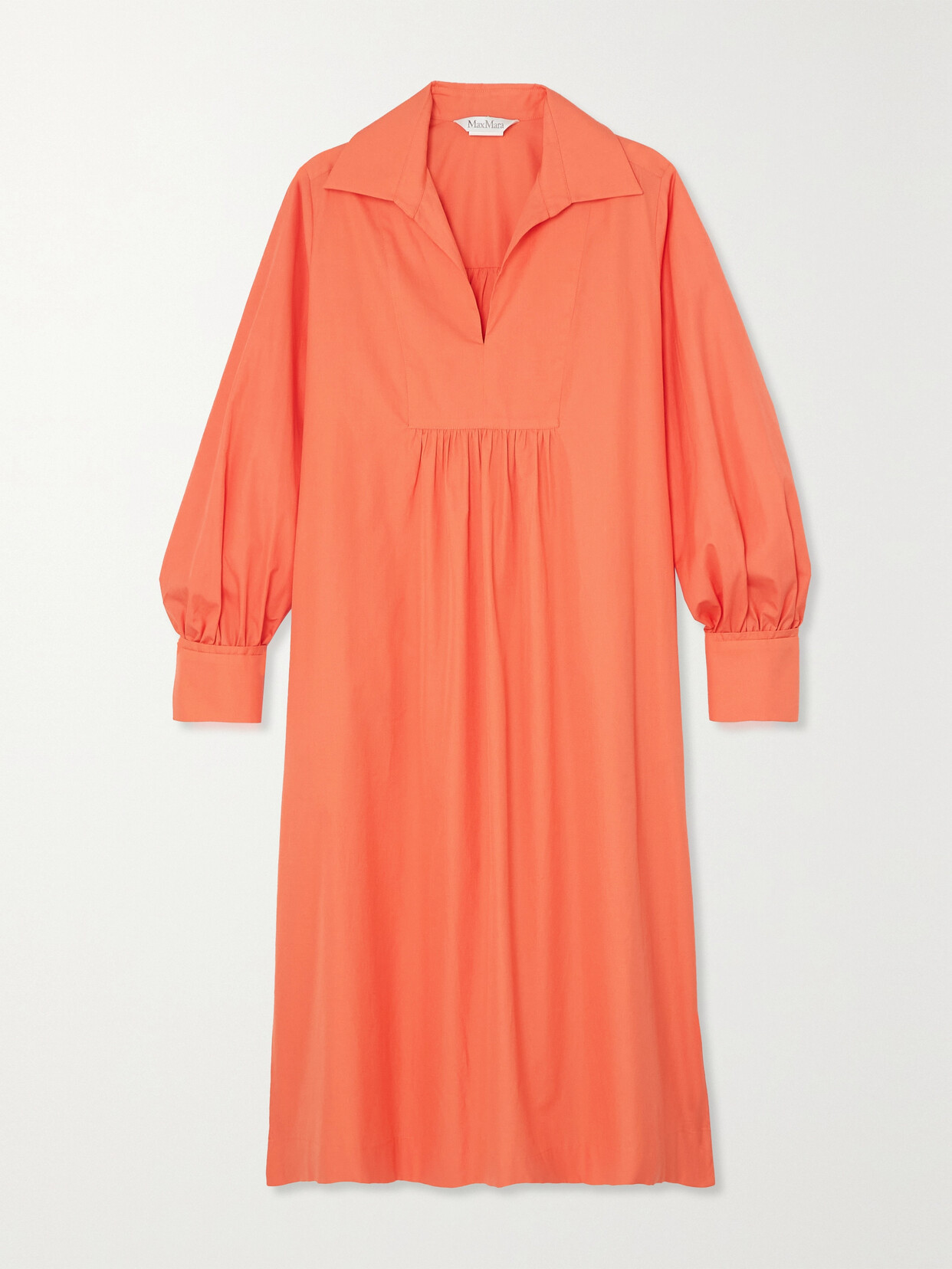 Shop Max Mara Nupar Cotton-poplin Midi Dress In Orange