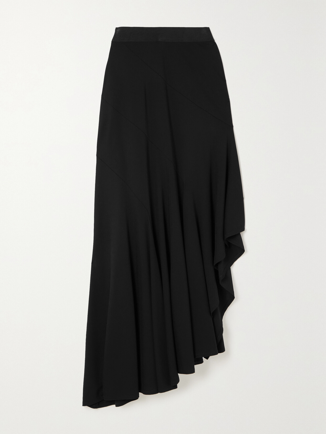 Shop Max Mara Estella Asymmetric Stretch-jersey Maxi Skirt In Black