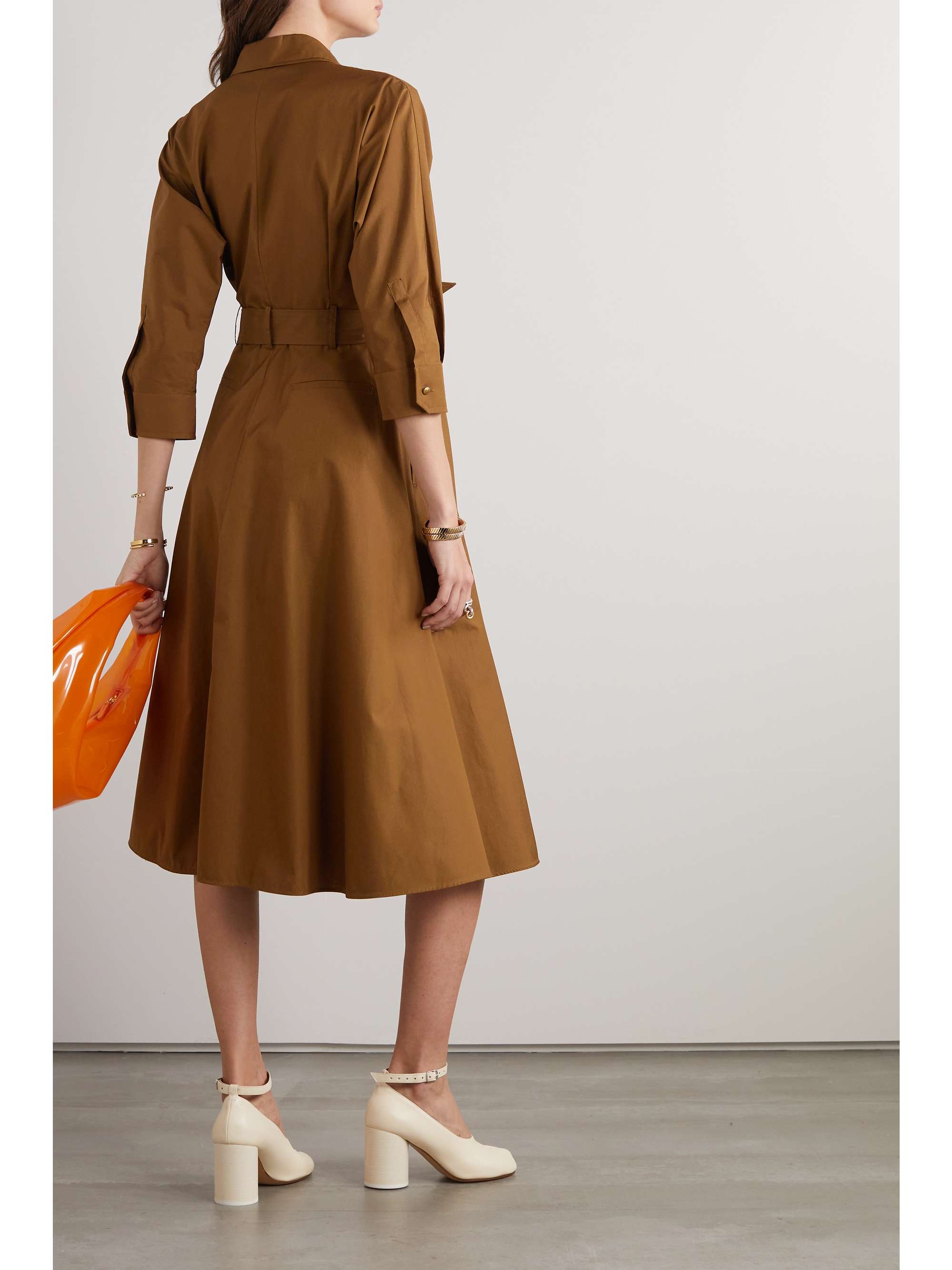 MAX MARA Flavio belted cotton-poplin midi shirt dress