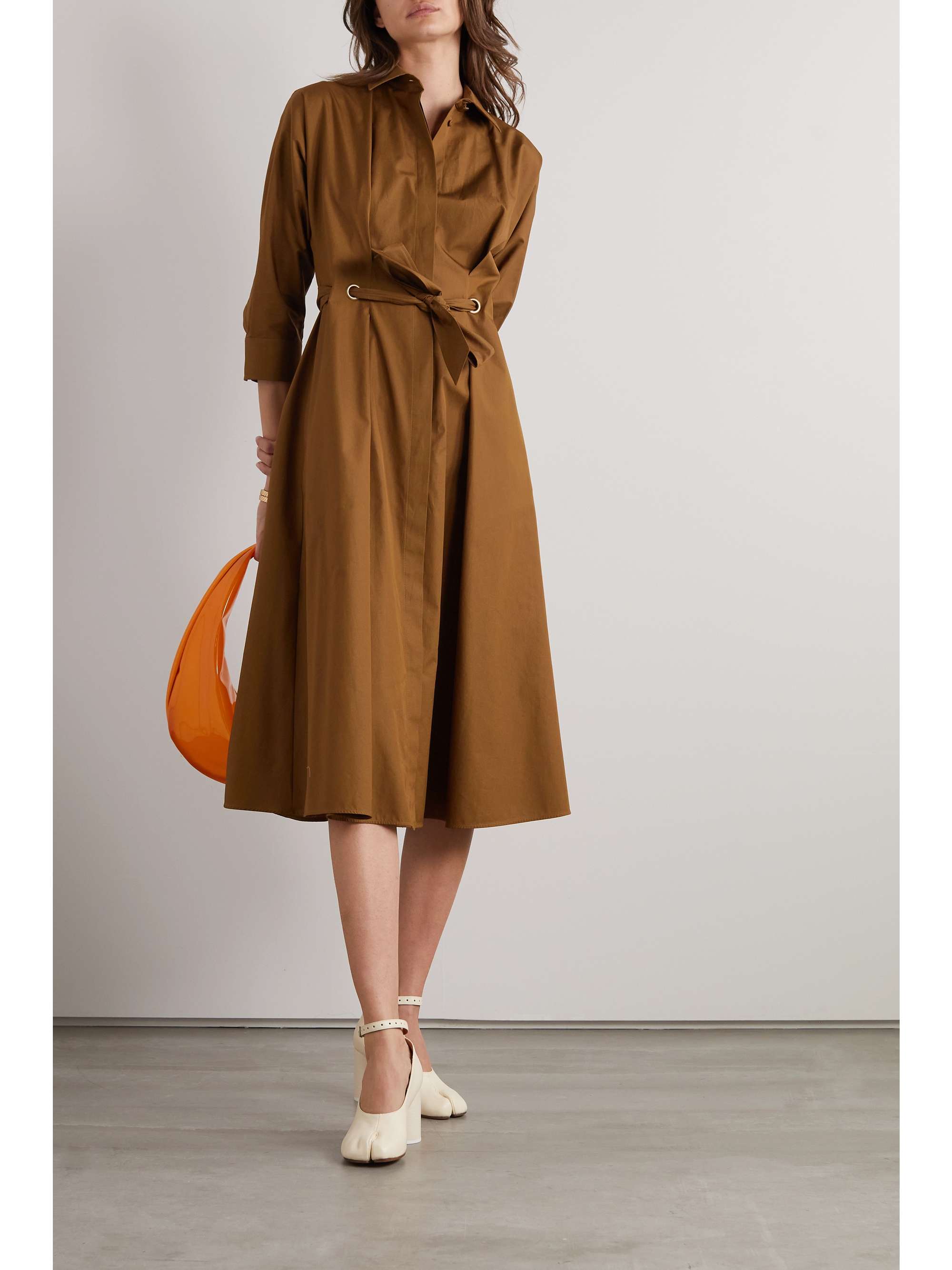 Cotton midi dress in brown - Jil Sander