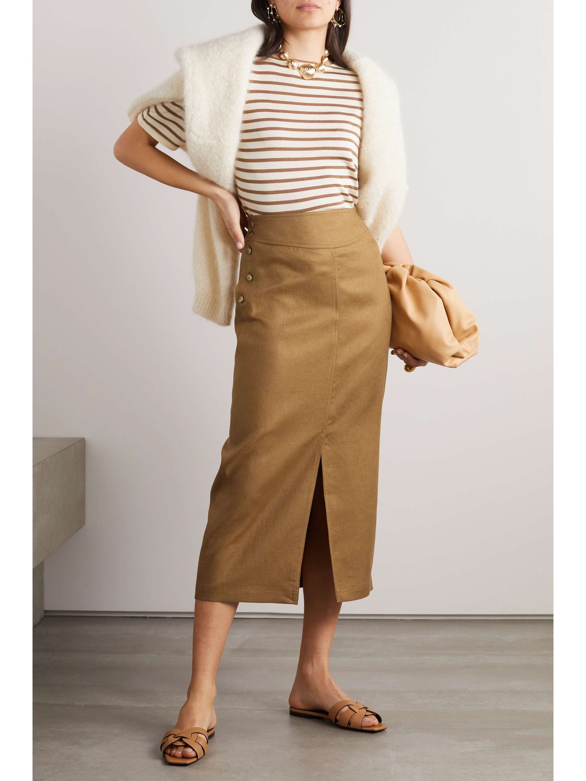MAX MARA Linen midi skirt