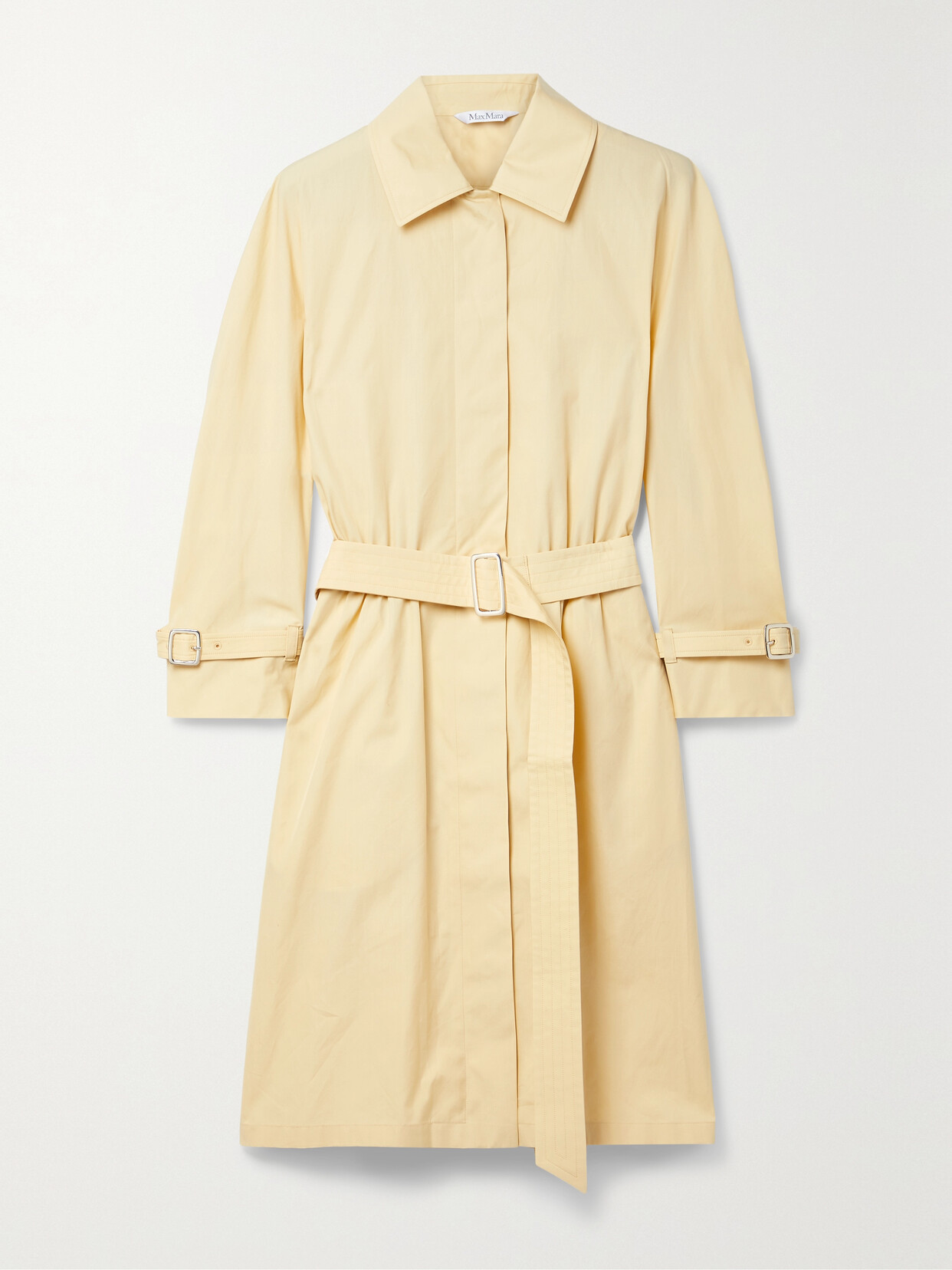 Max Mara Saio Belted Cotton-poplin Shirt Dress - Yellow