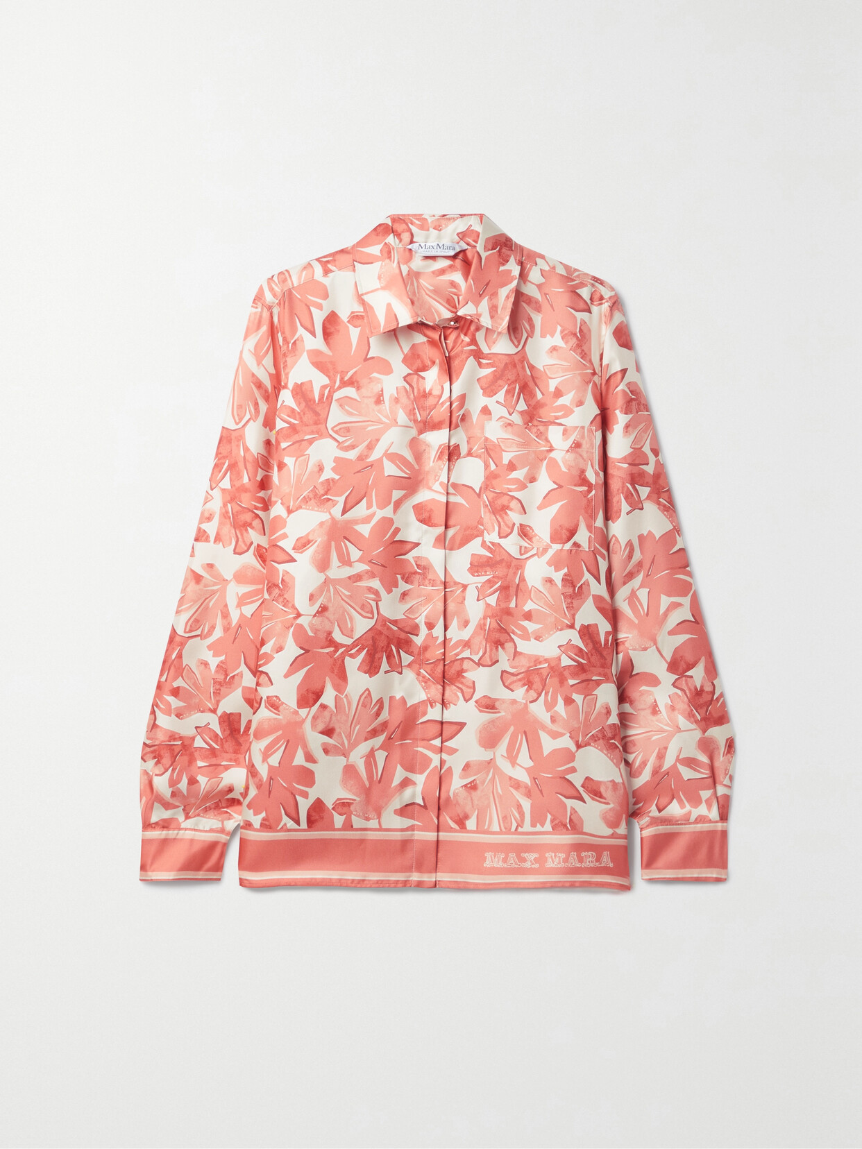 Max Mara - Floral-print Silk-twill Shirt - Orange